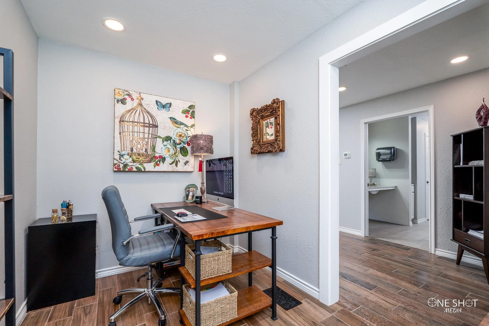 Office with sliding door