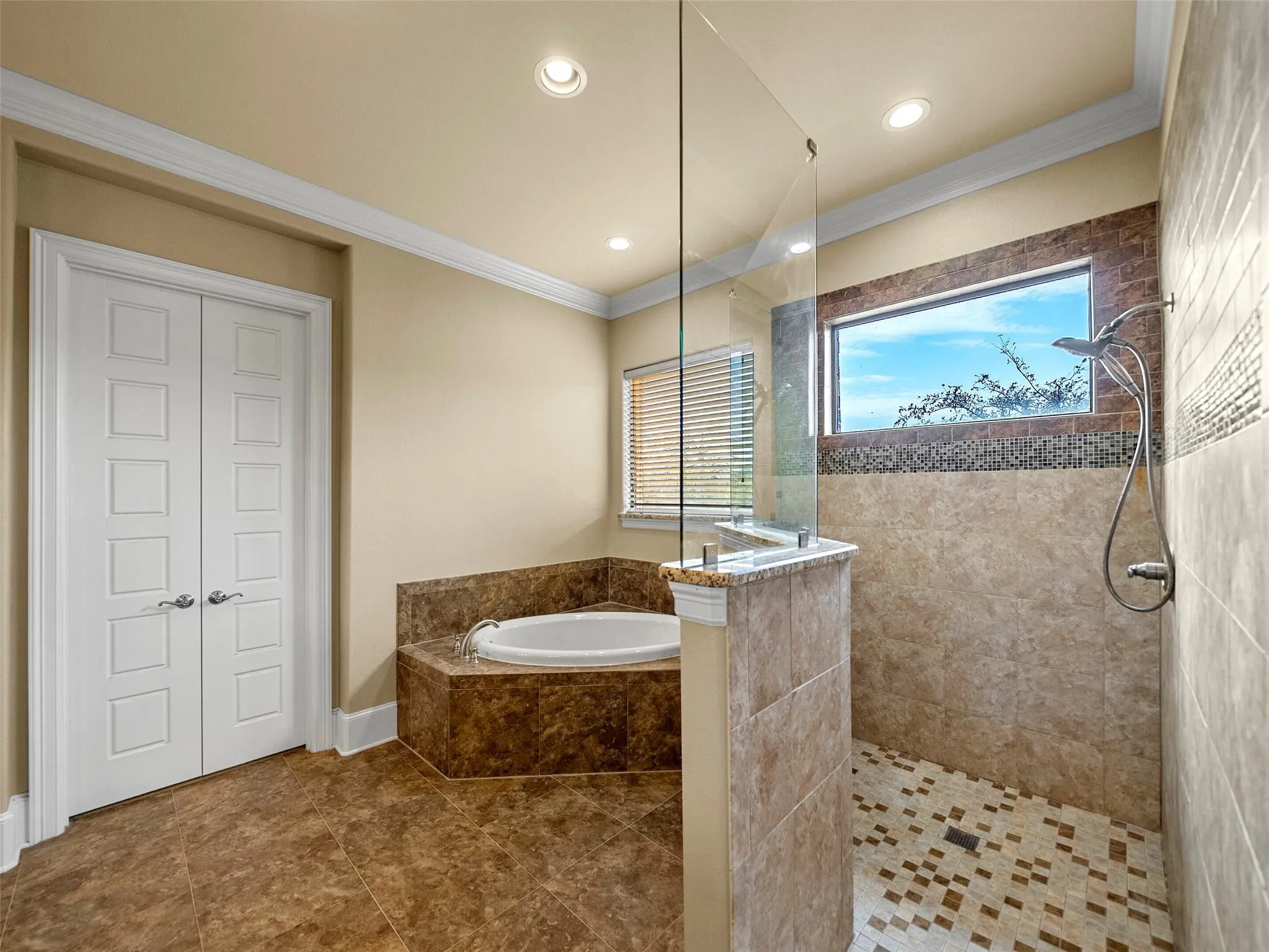 PRIMARY BATH...Garden Tub, Large Tile Shower W/Bench Seat