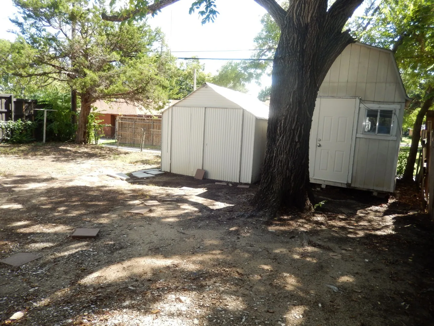 sheds and yard view