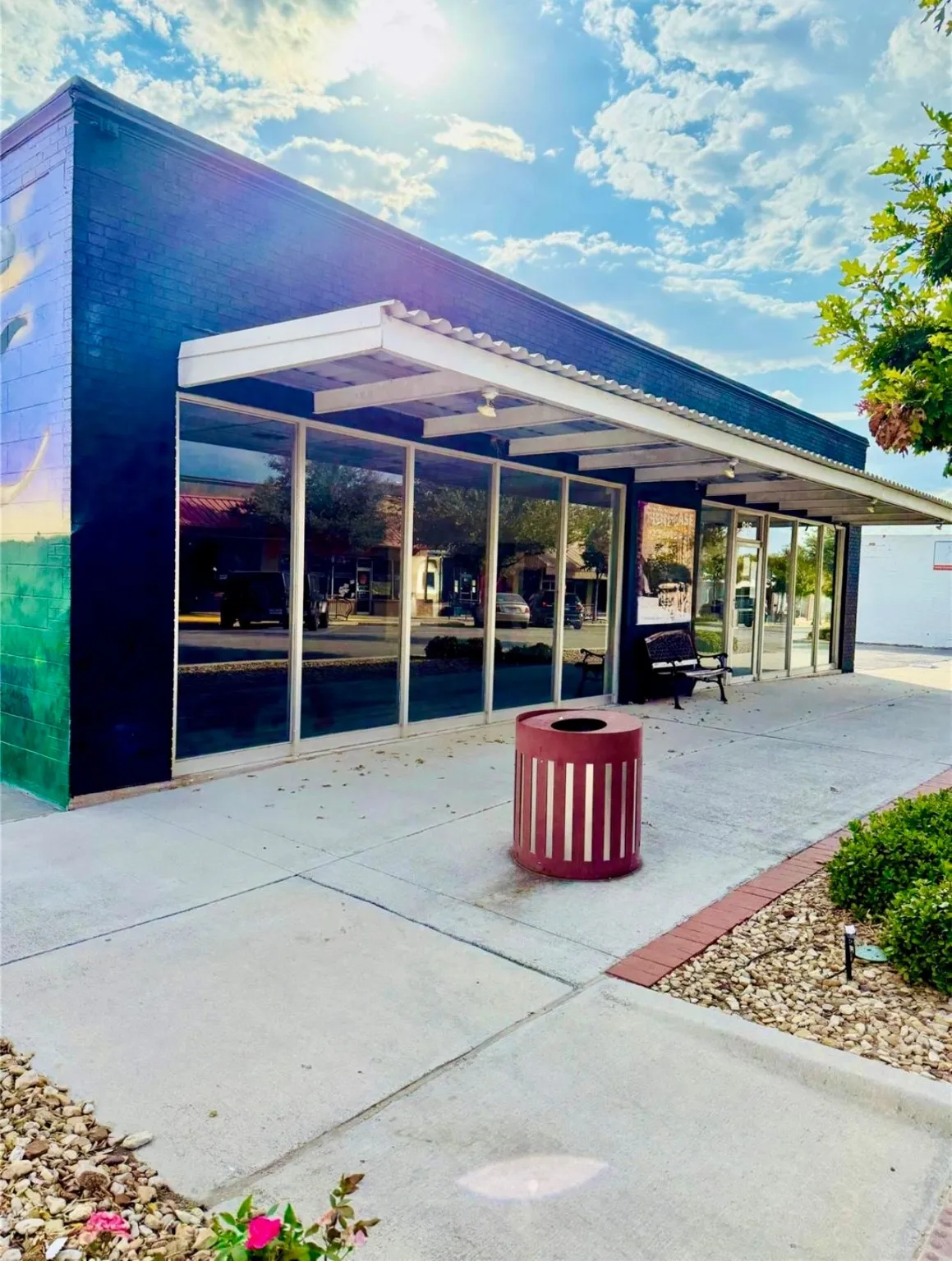 Sidewalk in front of building