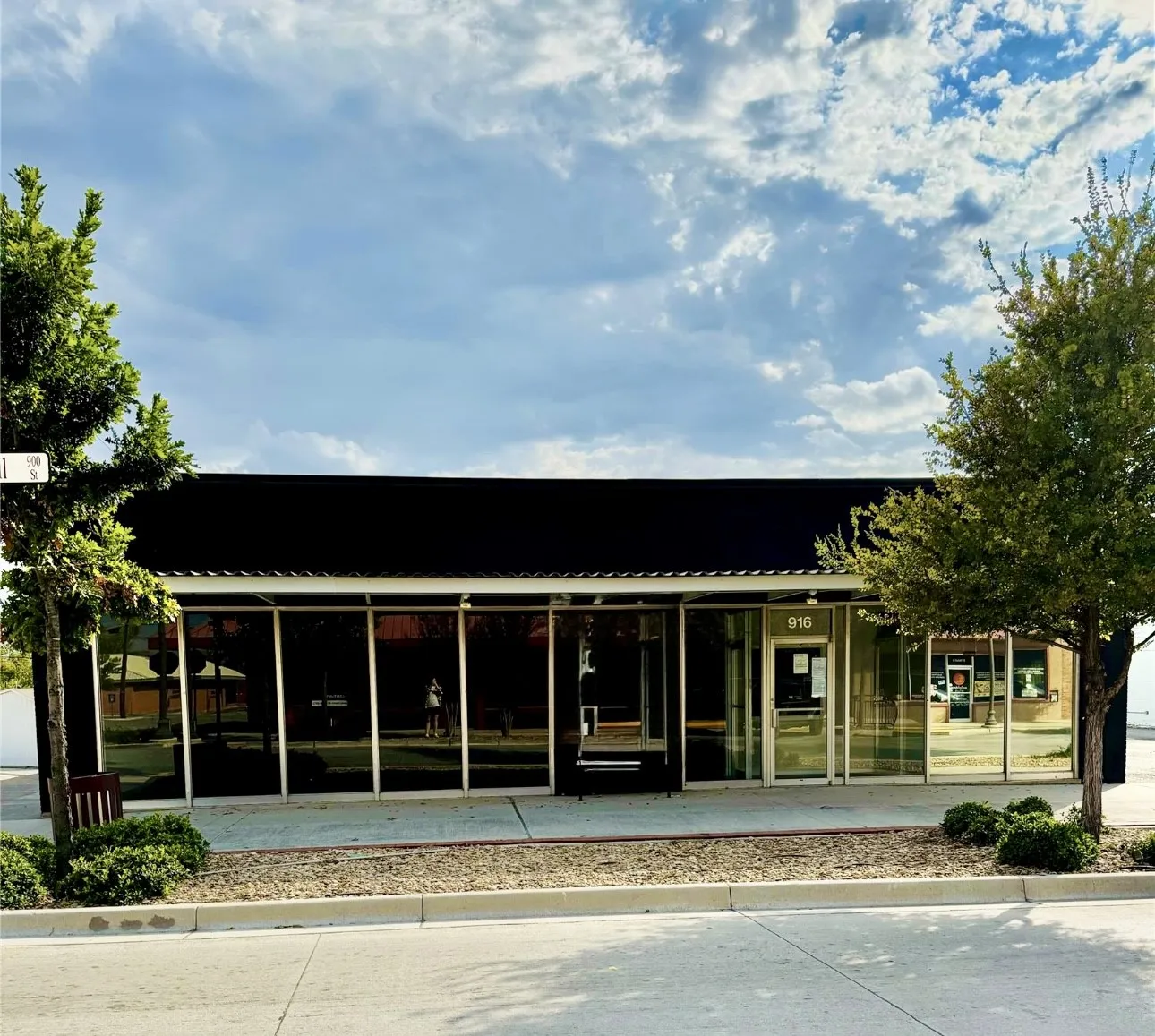 Sidewalk in front of building