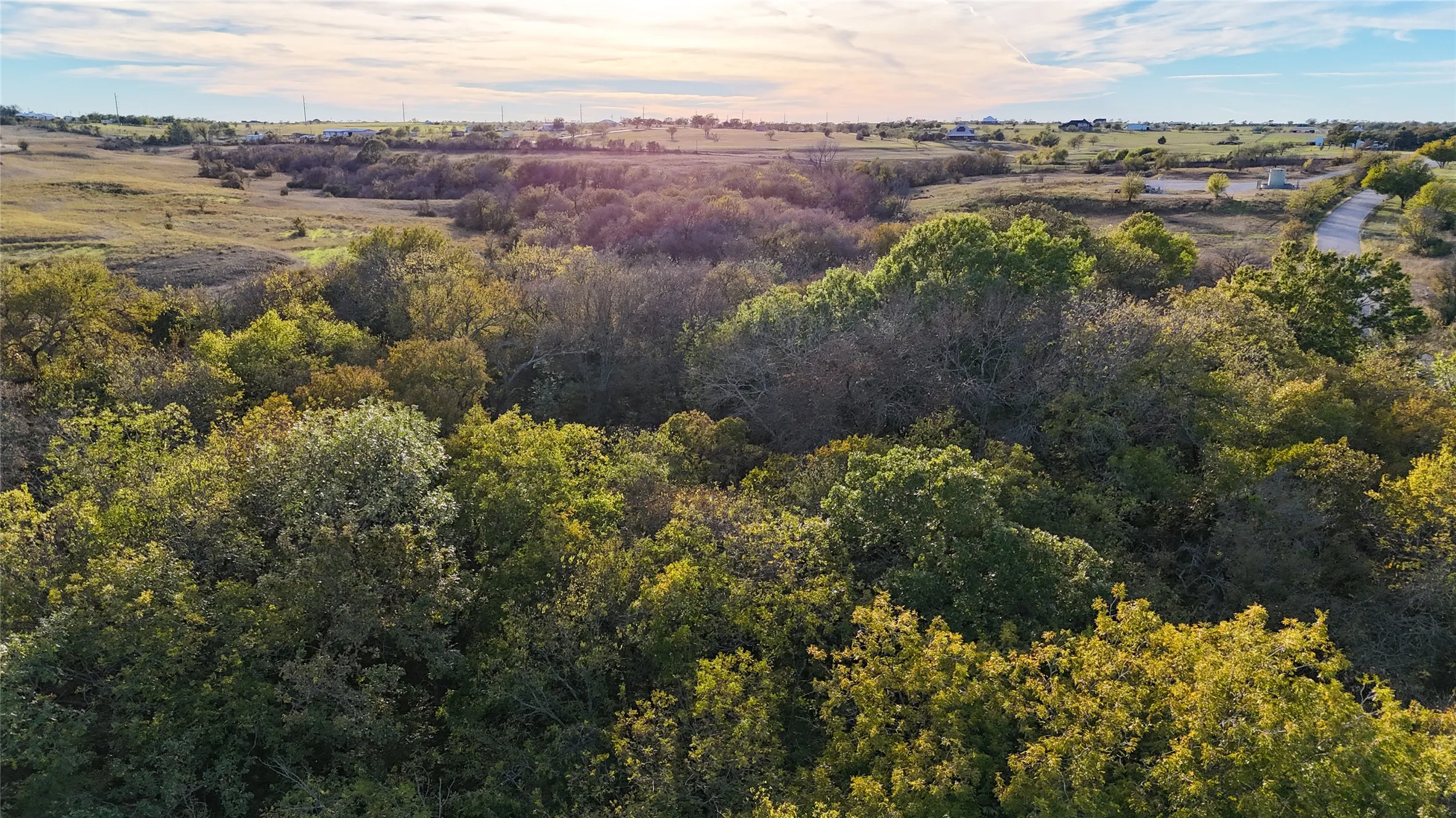 View of aerial view at dusk