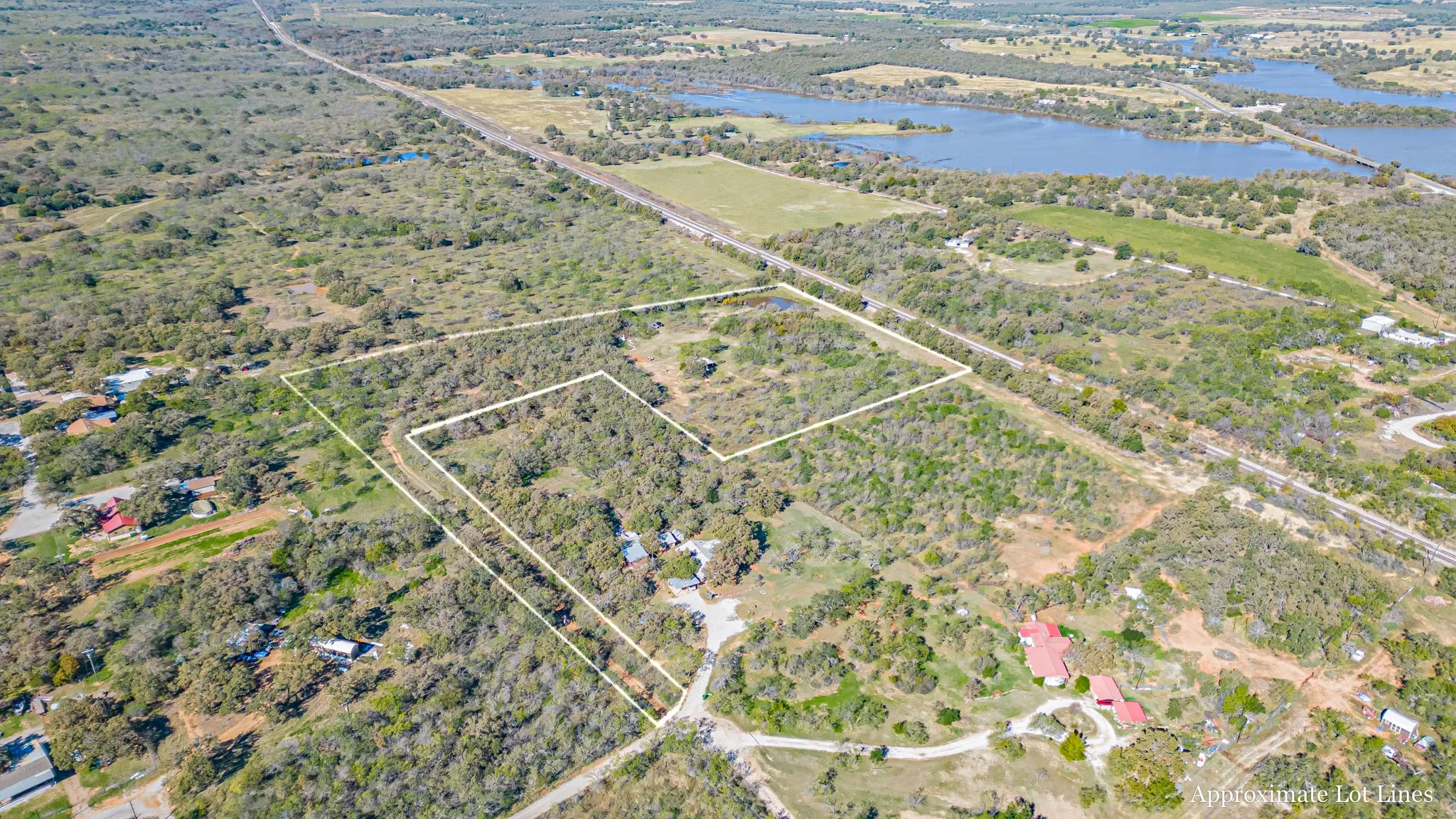 Aerial view of Eastland Lake in the back
