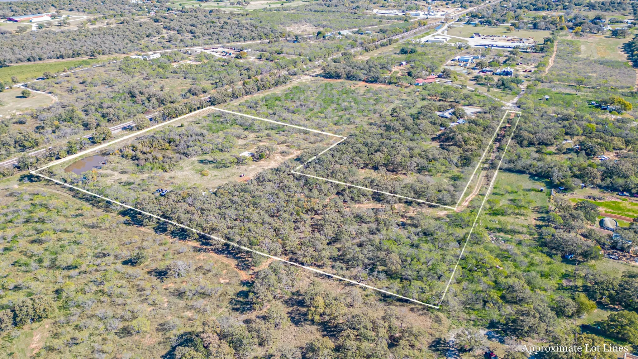 Aerial view and approximate boundary lines