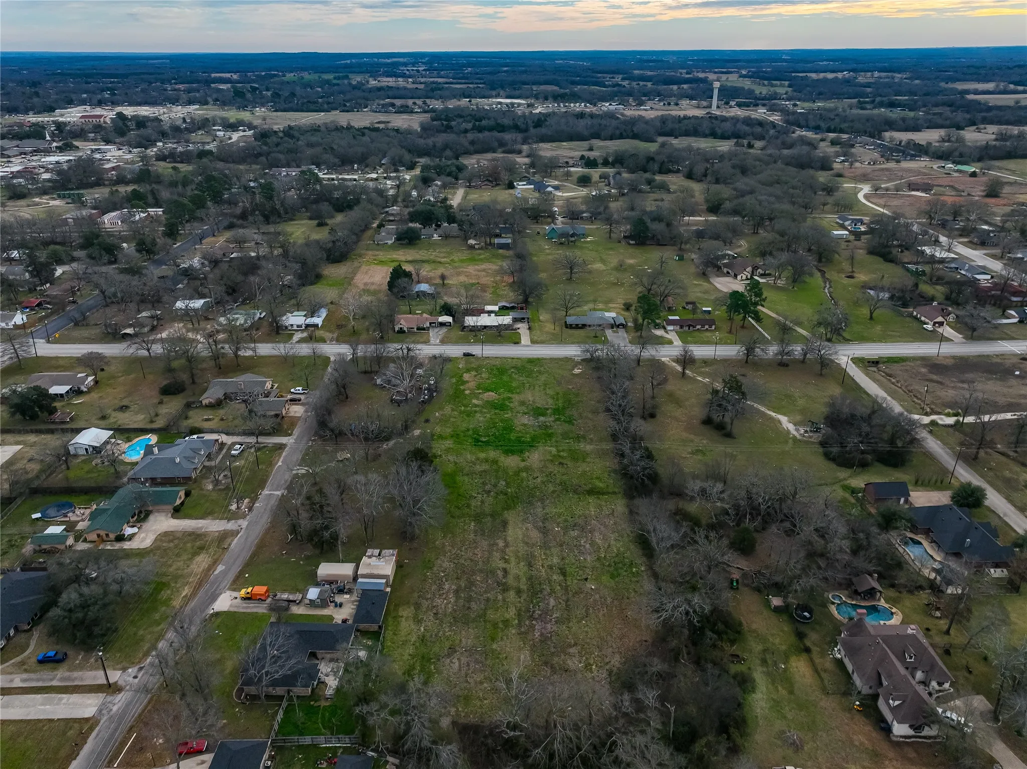 View of aerial view at dusk