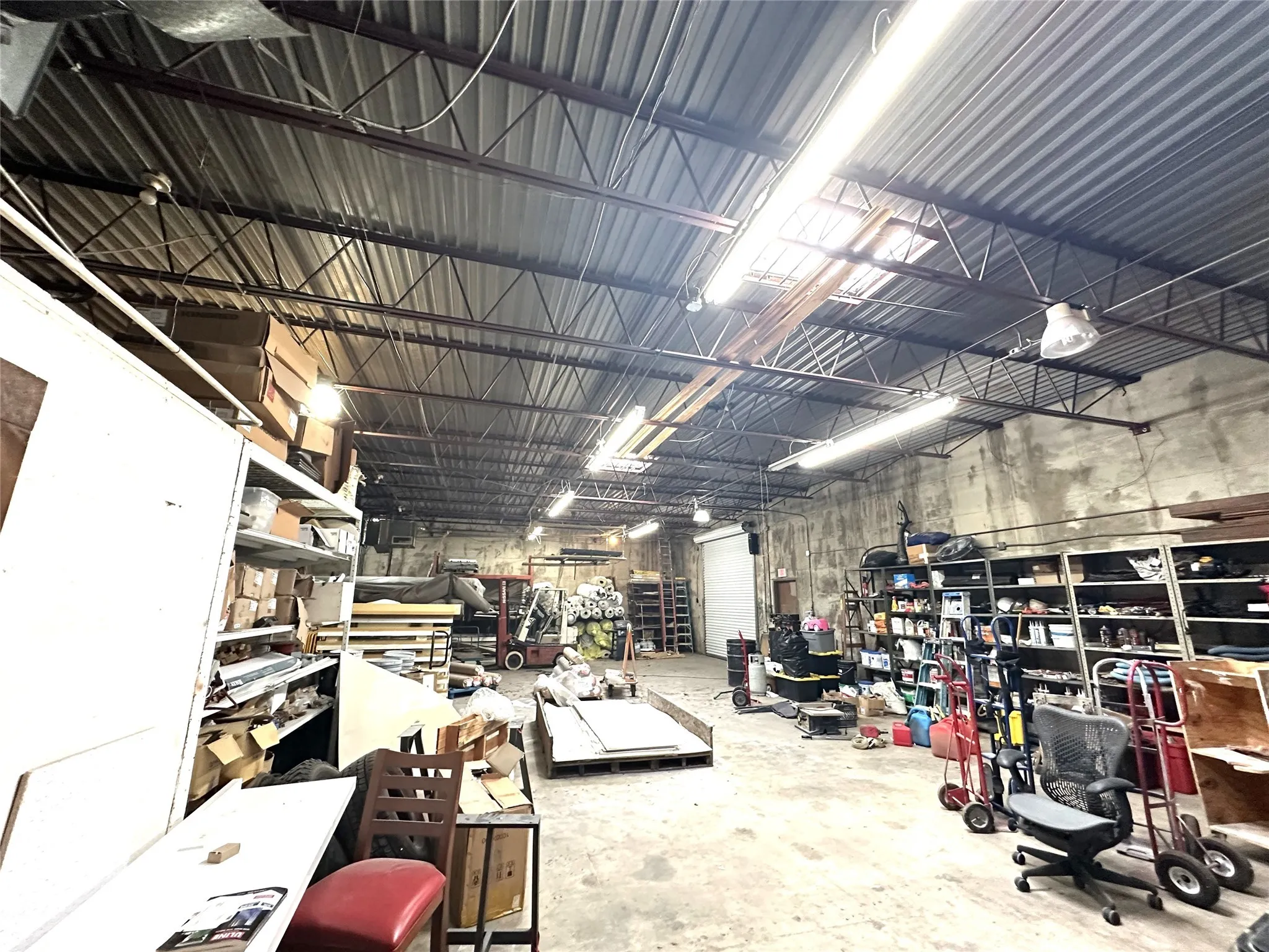 Garage with metal wall