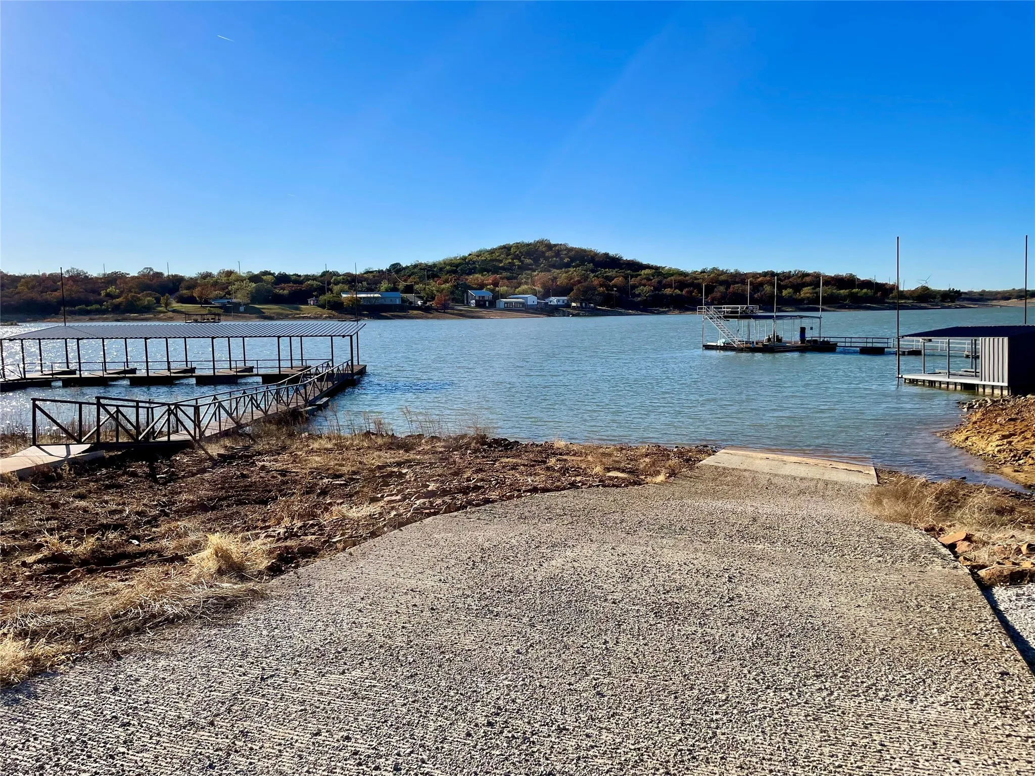 Dock area with boat ramp