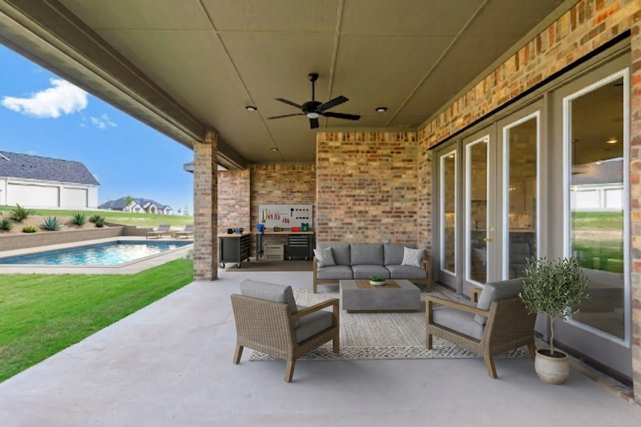 Virtually staged Pool area