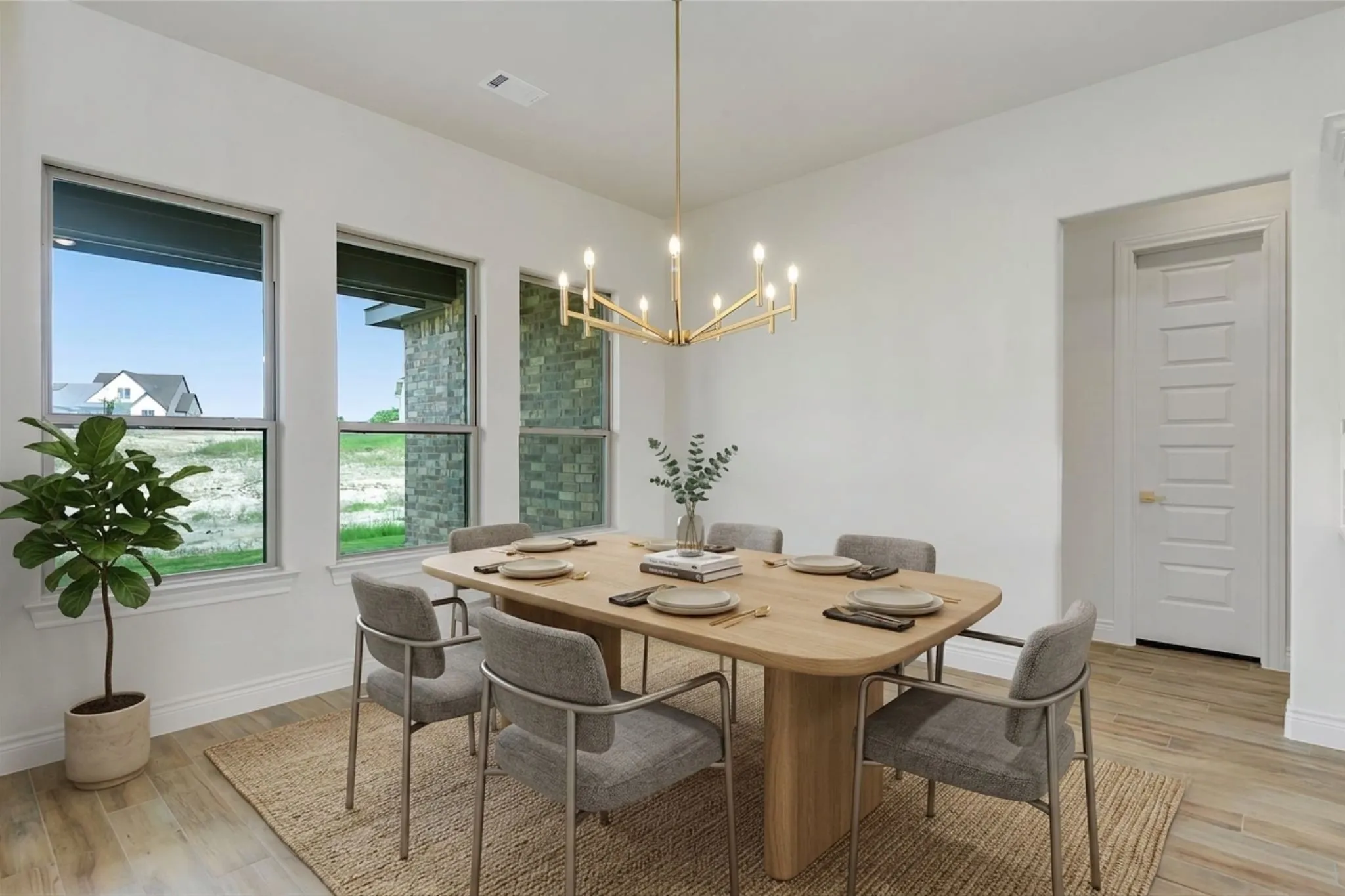 Virtually staged dining area