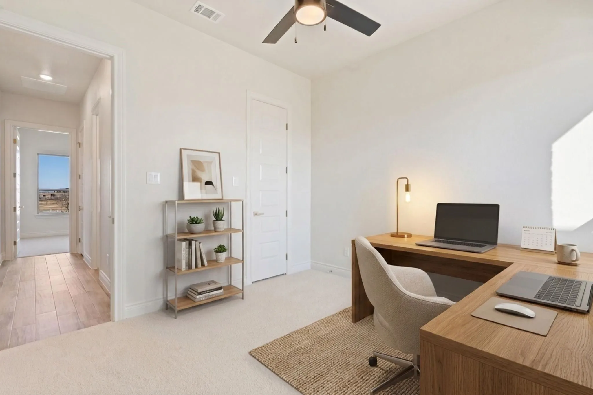 Virtually staged office room