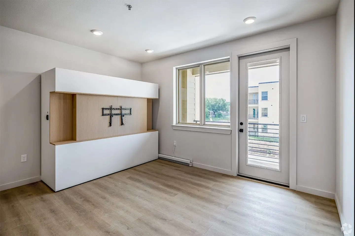 Entryway with light wood-type flooring