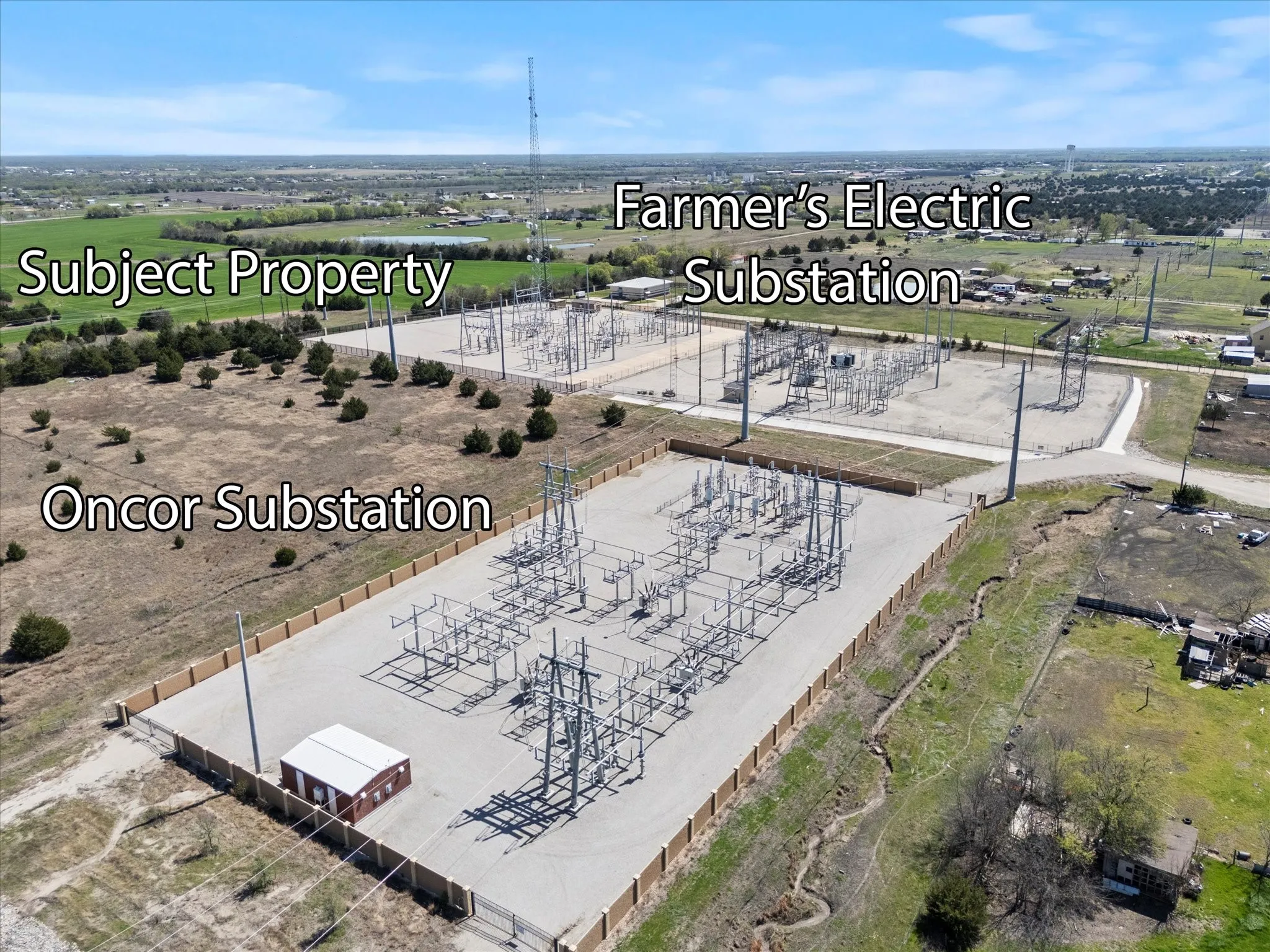 Oncor & FEC Substations located on West side of boundary