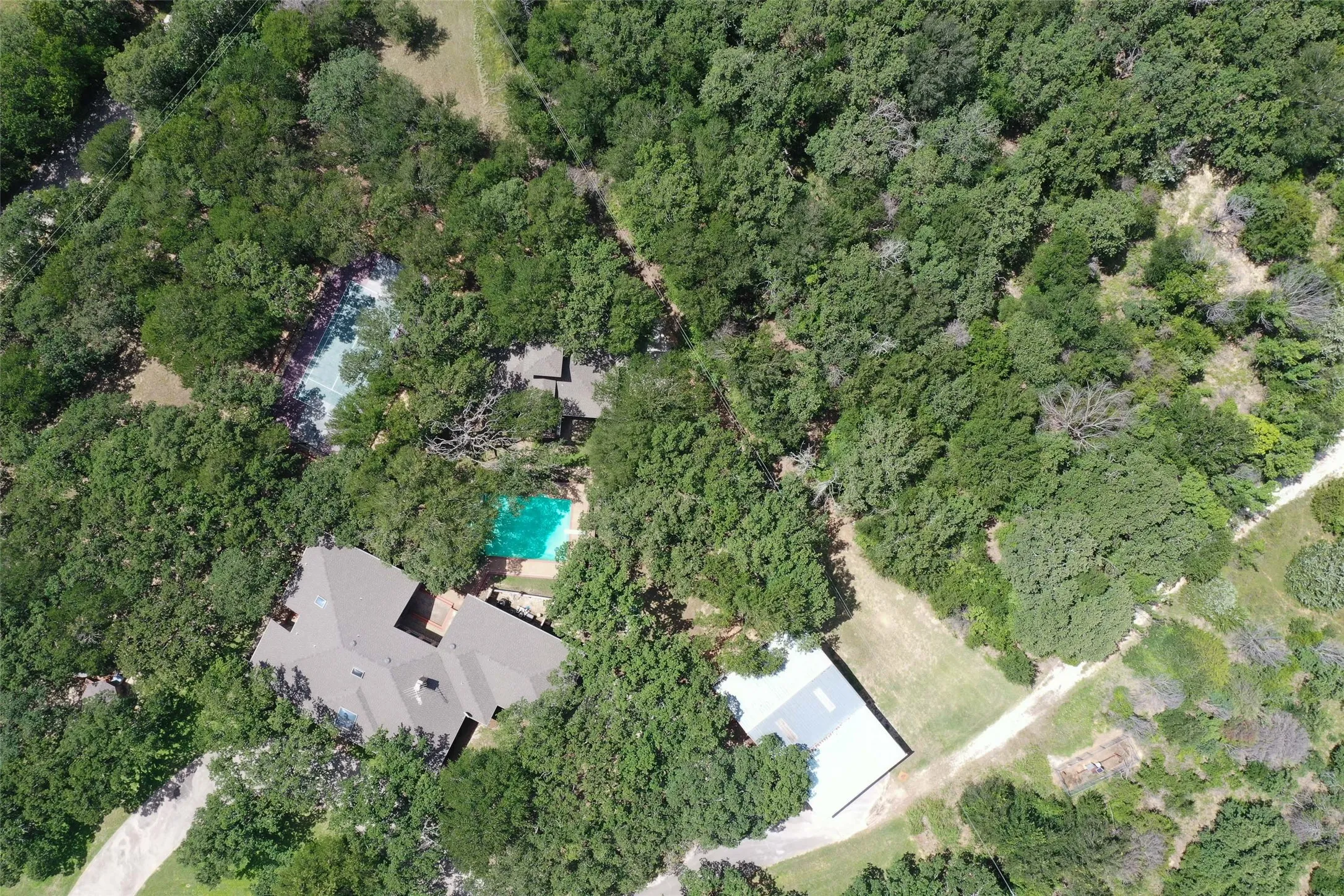 Drone / aerial view of a pool