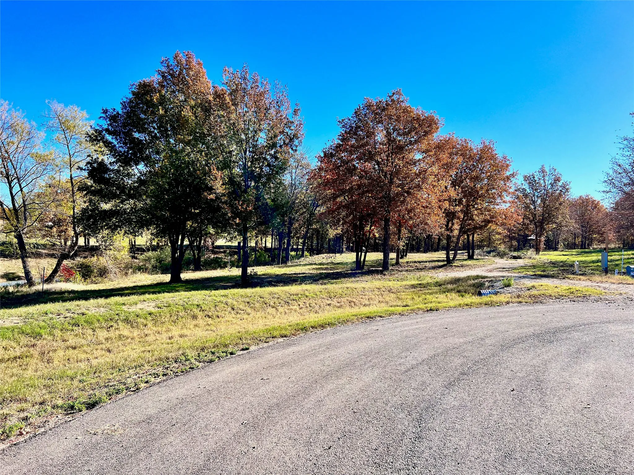Quiet paved road leading through Admiral Shores.