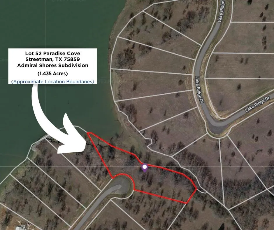Boundary illustration highlighting the location of Lot 52.