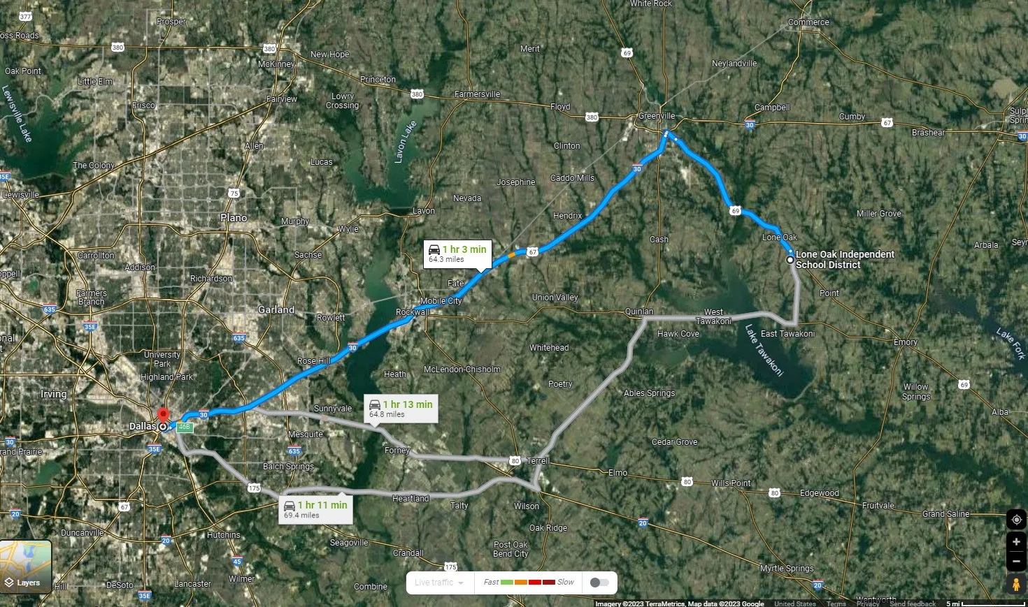 Distance and Direction to Downtown Dallas