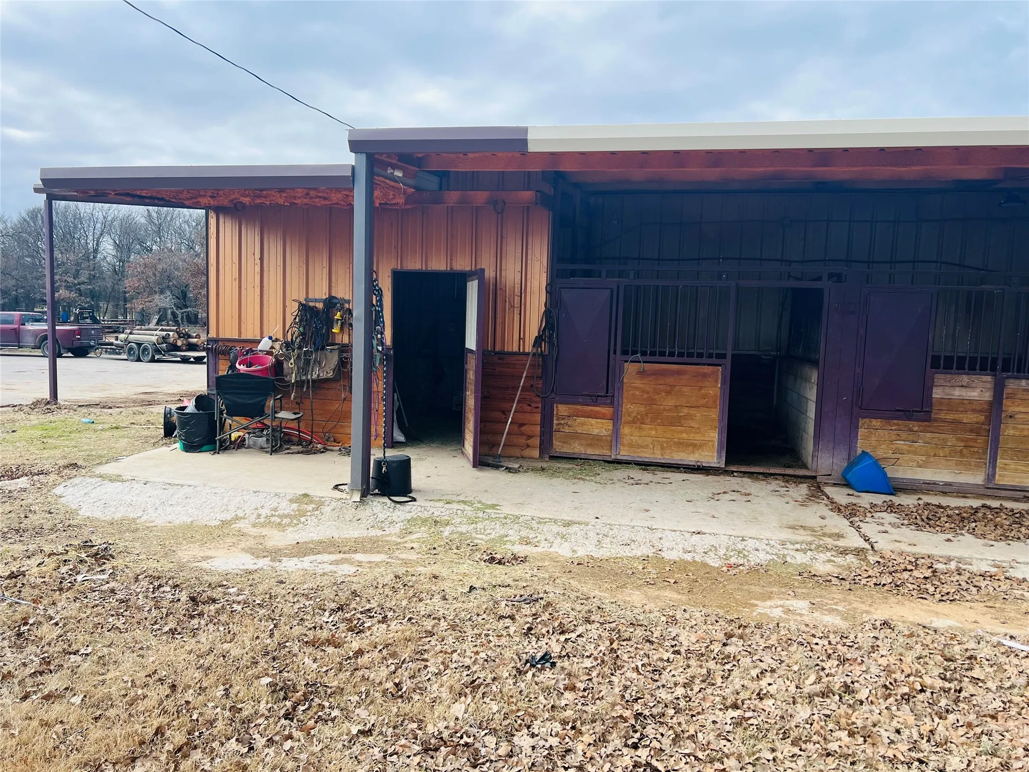 View of horse barn