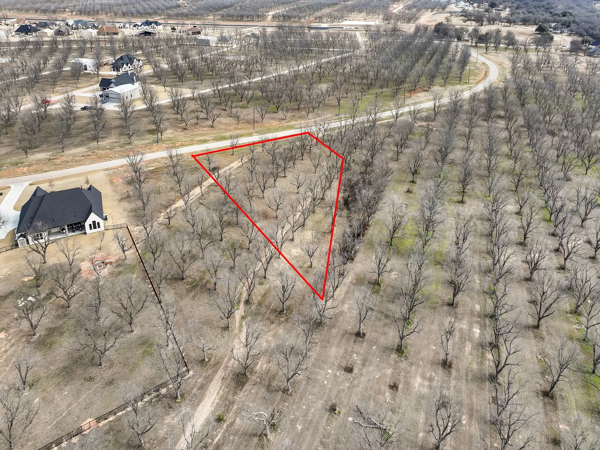 Red lines are approximate property lines. See survey for actual property lines.