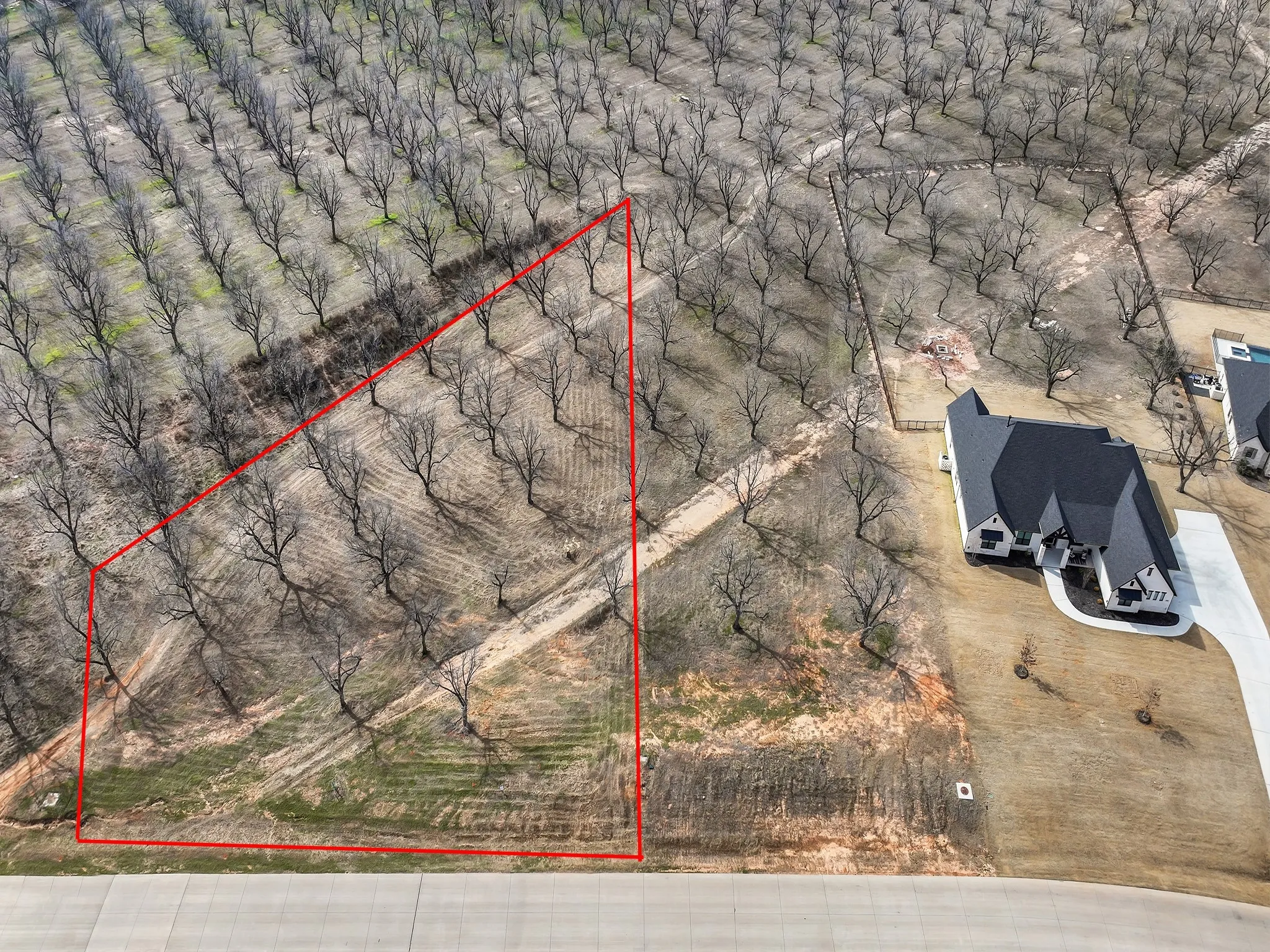 Red lines are approximate property lines. See survey for actual property lines.