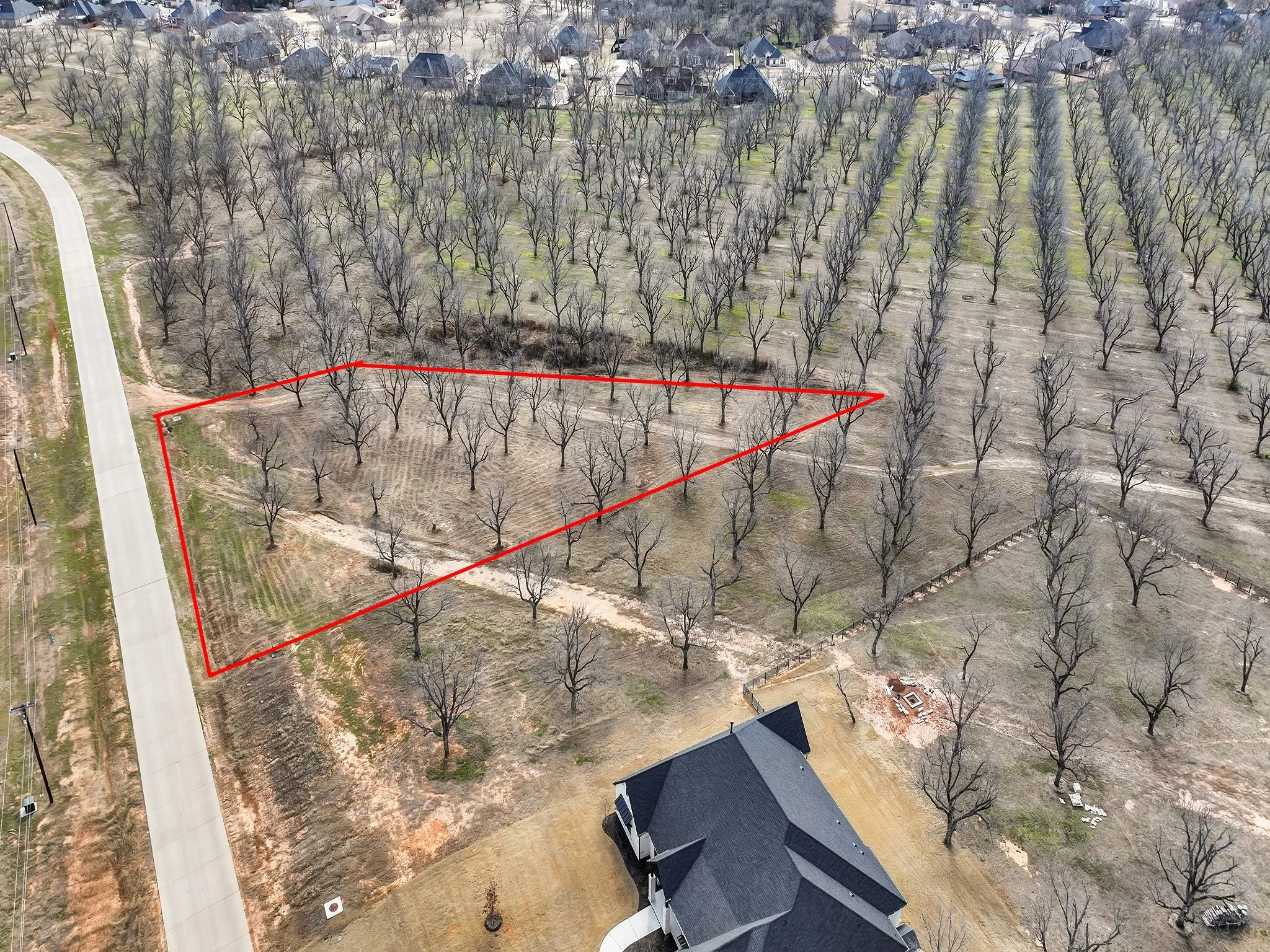 Red lines are approximate property lines. See survey for actual property lines.