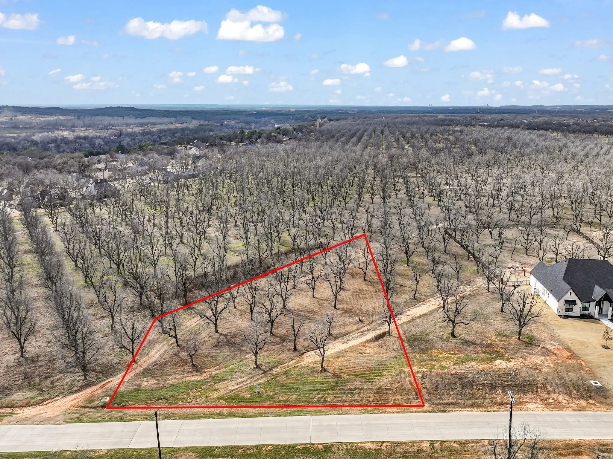 Red lines are approximate property lines. See survey for actual property lines.