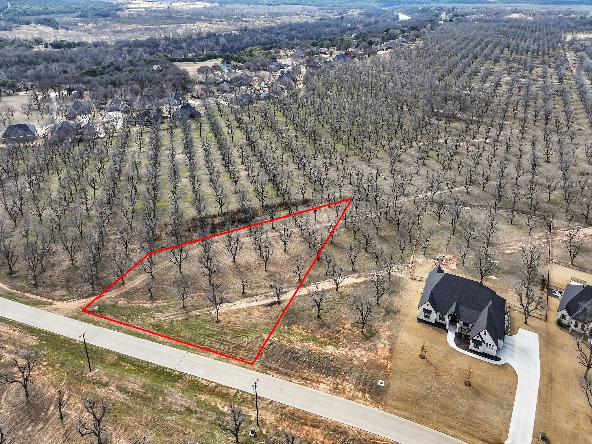 Red lines are approximate property lines. See survey for actual property lines.