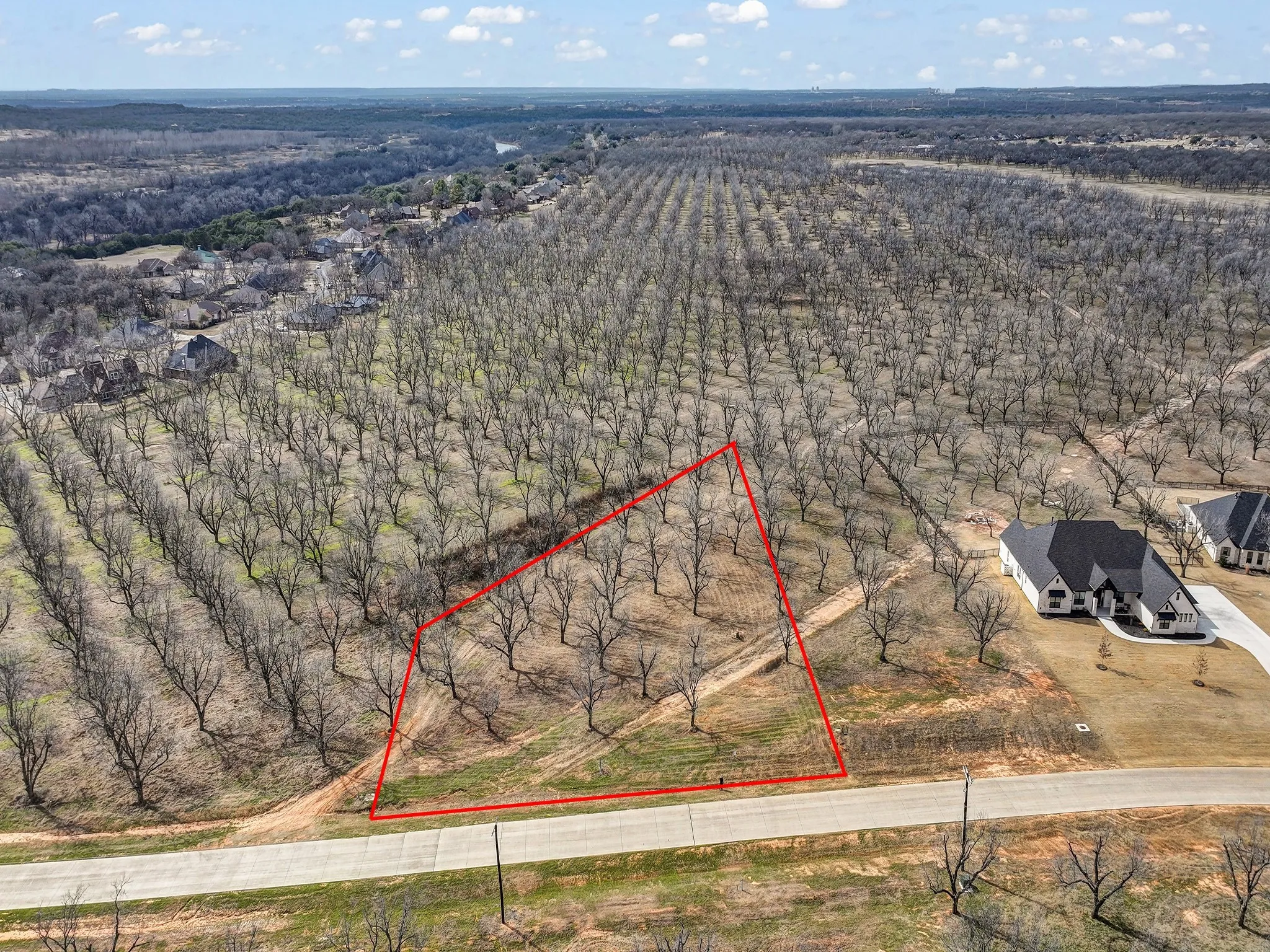 Red lines are approximate property lines. See survey for actual property lines.
