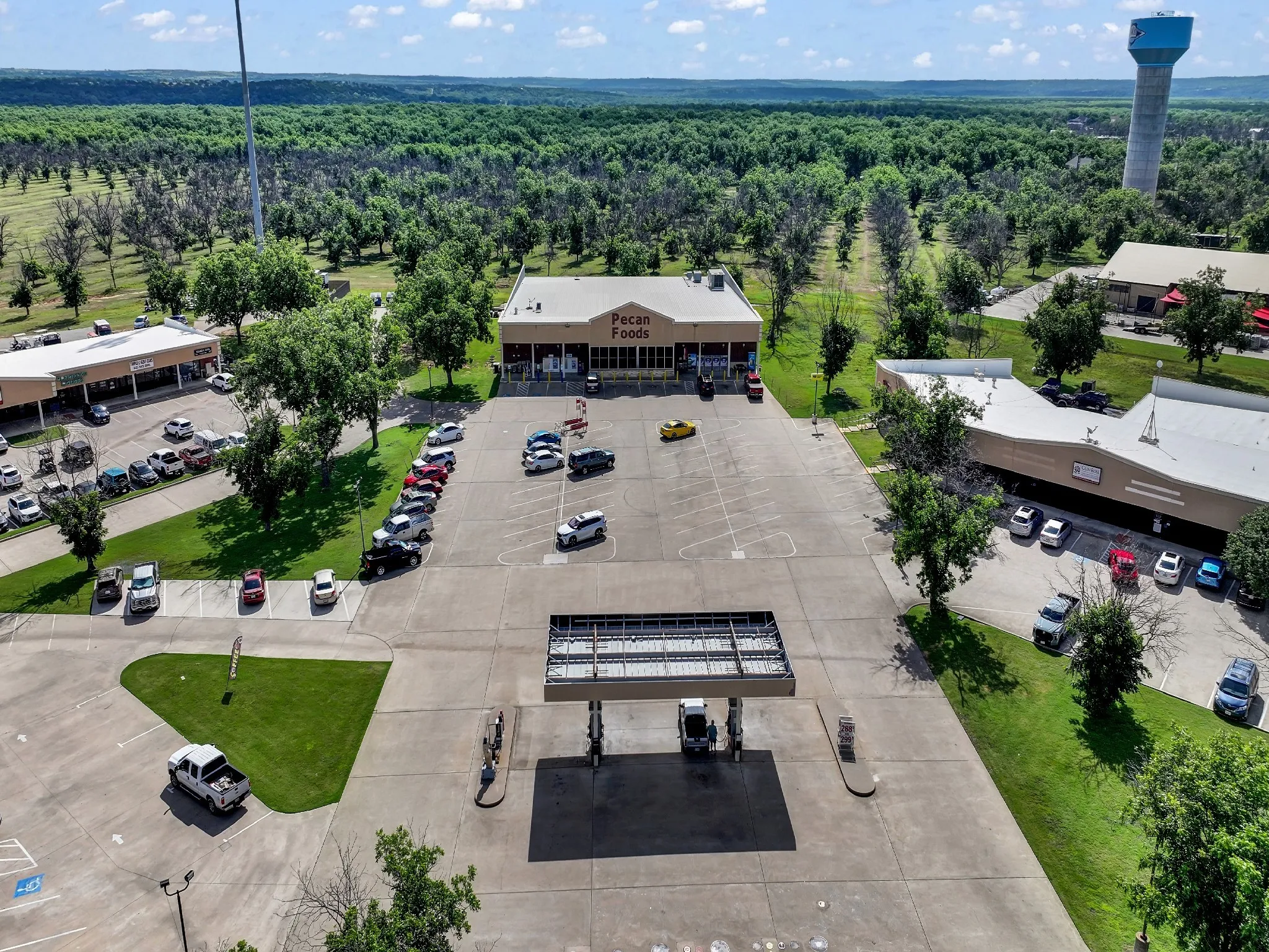Drone / aerial view of a heavily wooded area