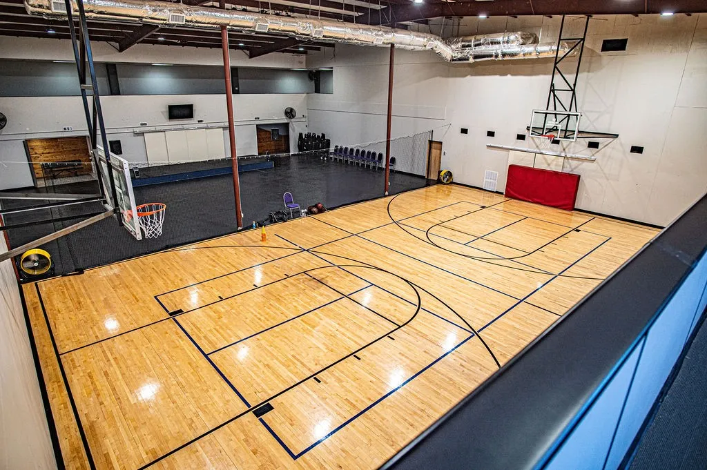 View of basketball court newly renovated