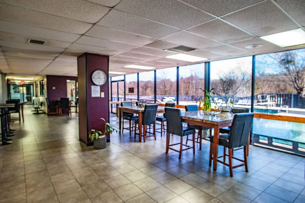 Large dining space for the pool and gym members