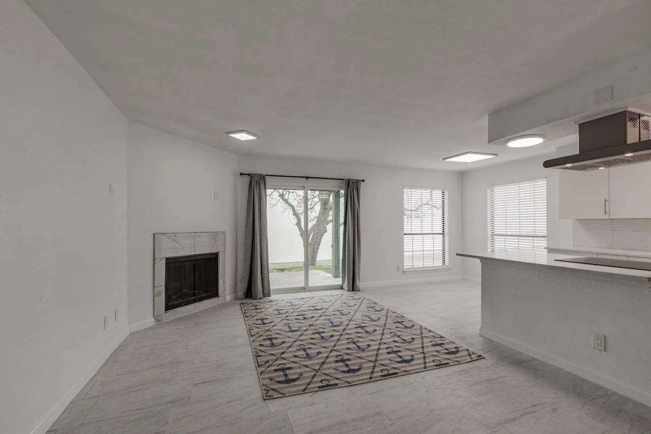 Living room with a fireplace