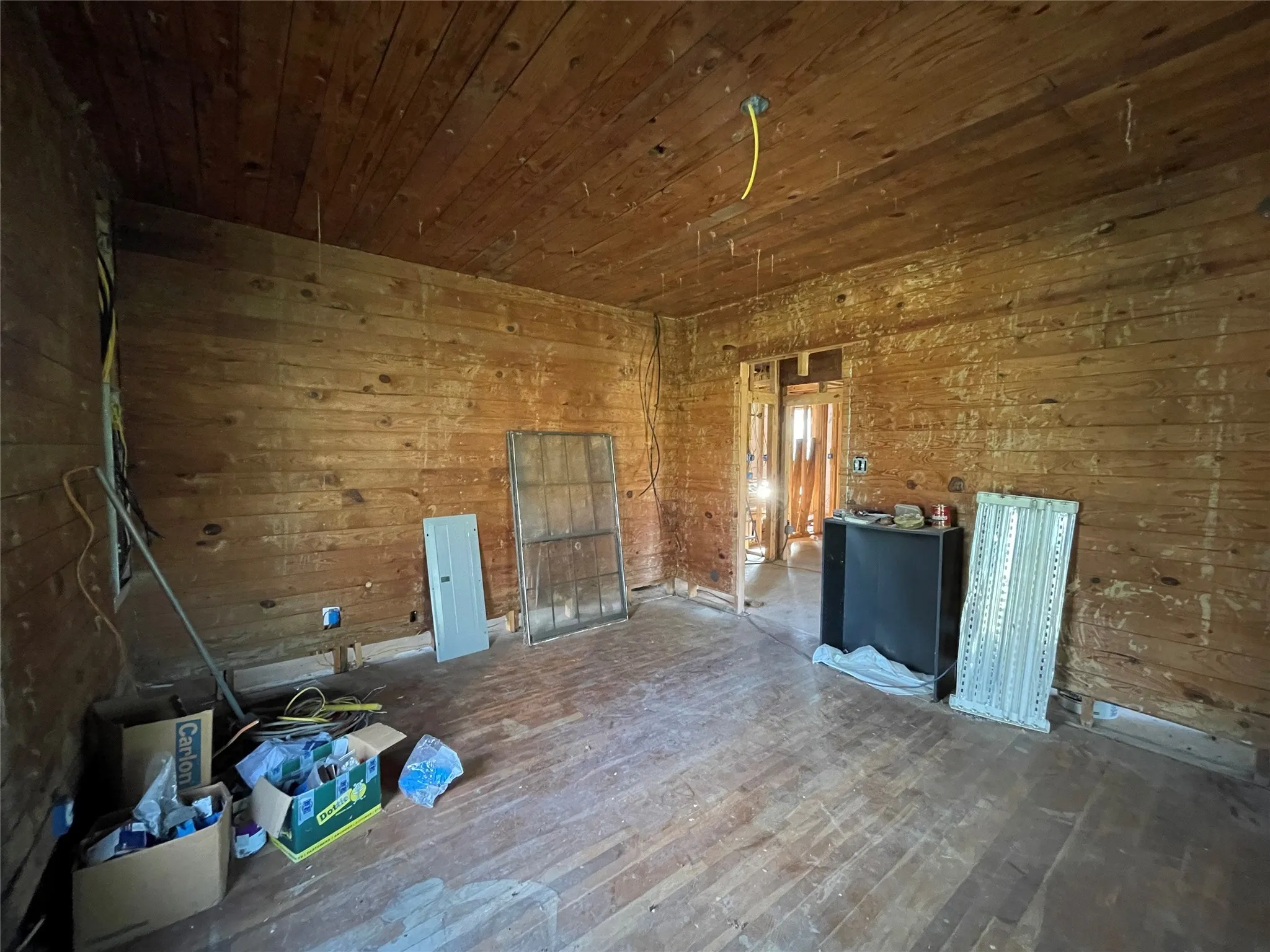 Unfurnished room featuring wooden ceiling