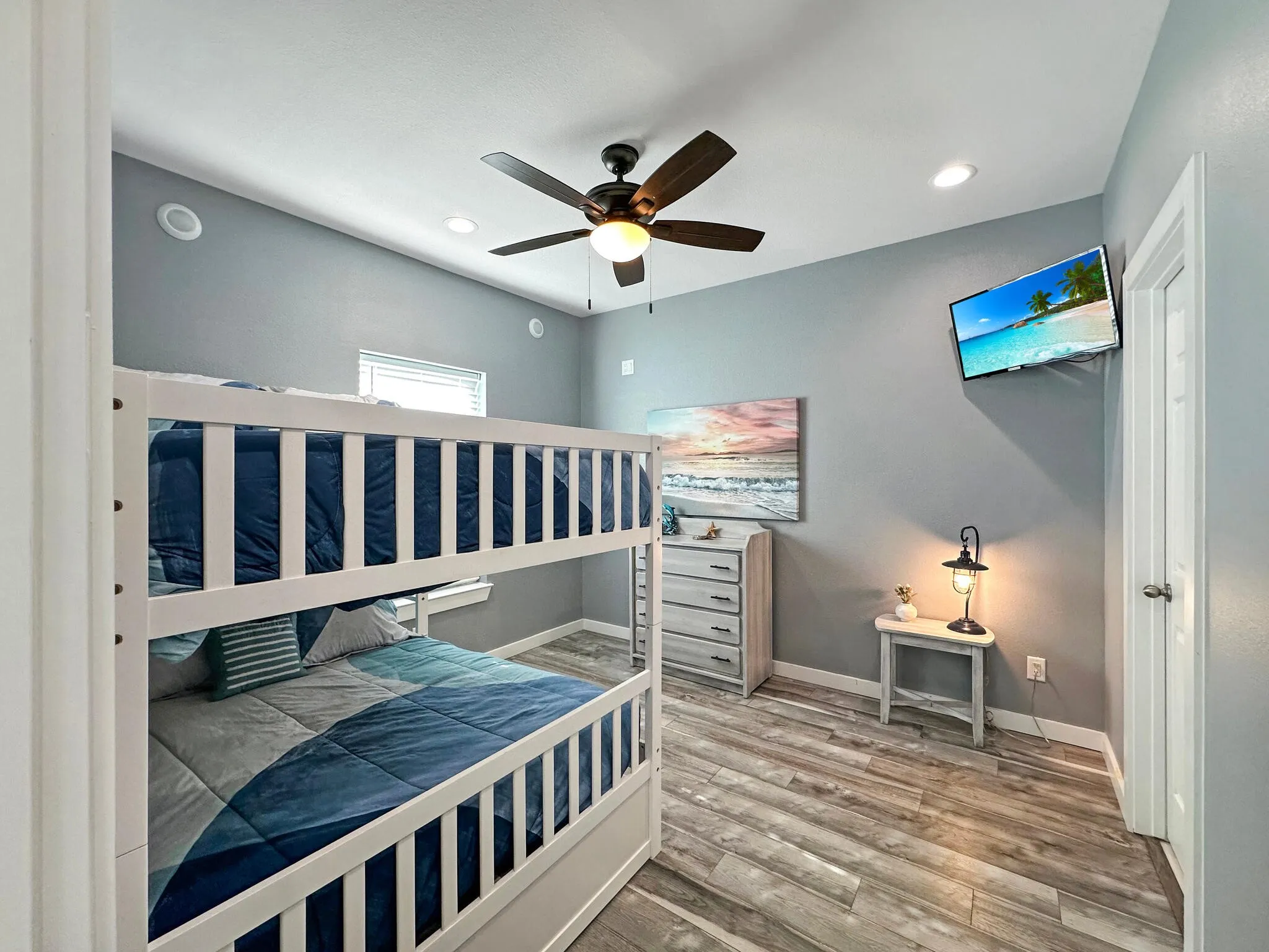 Bedroom featuring , wood finished floors, and recessed lighting