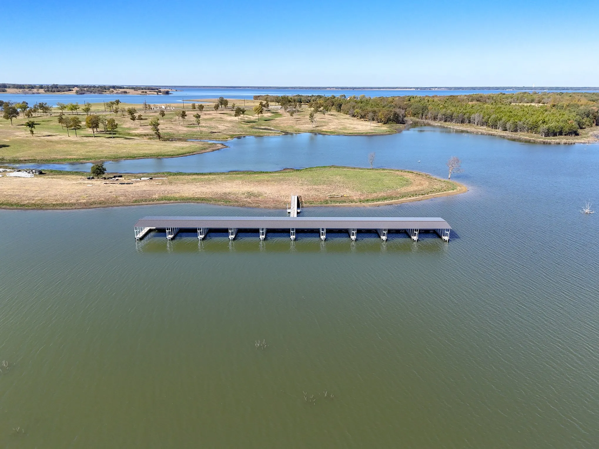 Drone / aerial view of a large body of water