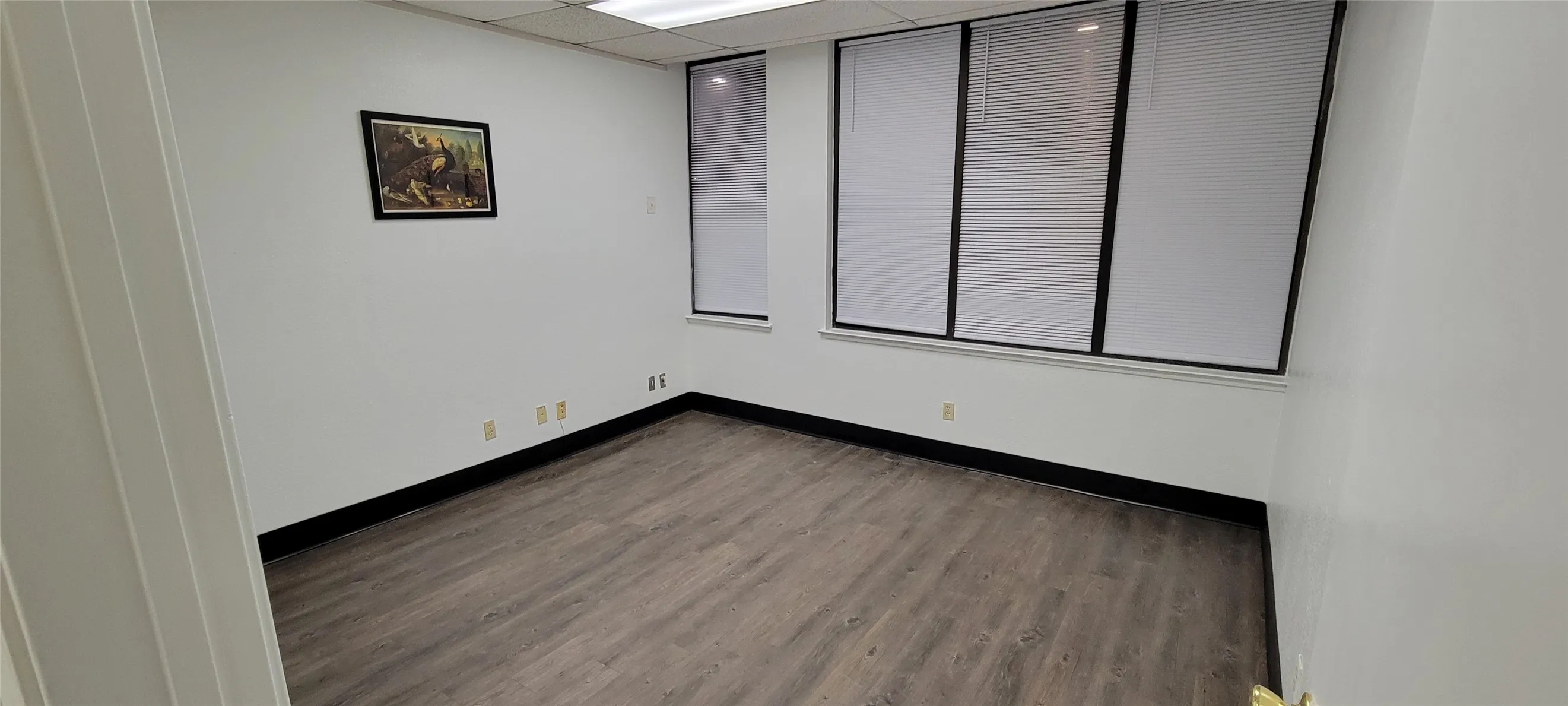 Office 3 with new flooring, baseboard, blinds