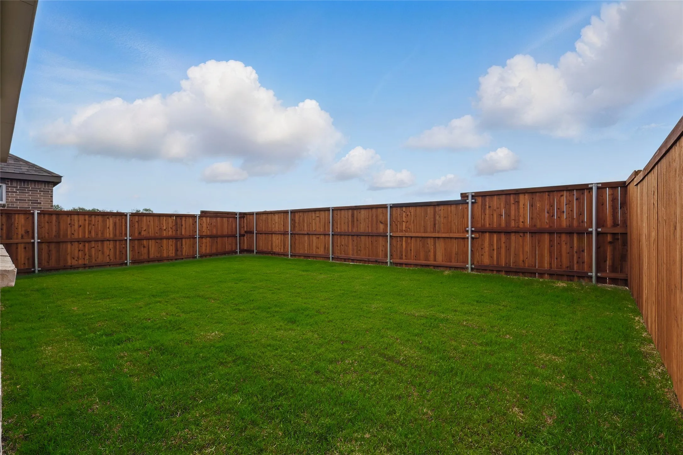 View of fenced backyard
