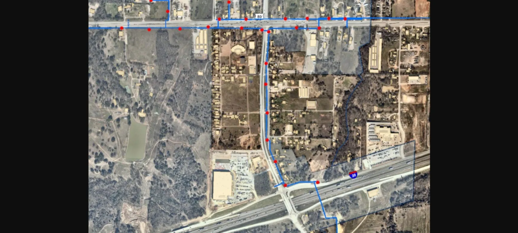 Existing city water lines in front of property.