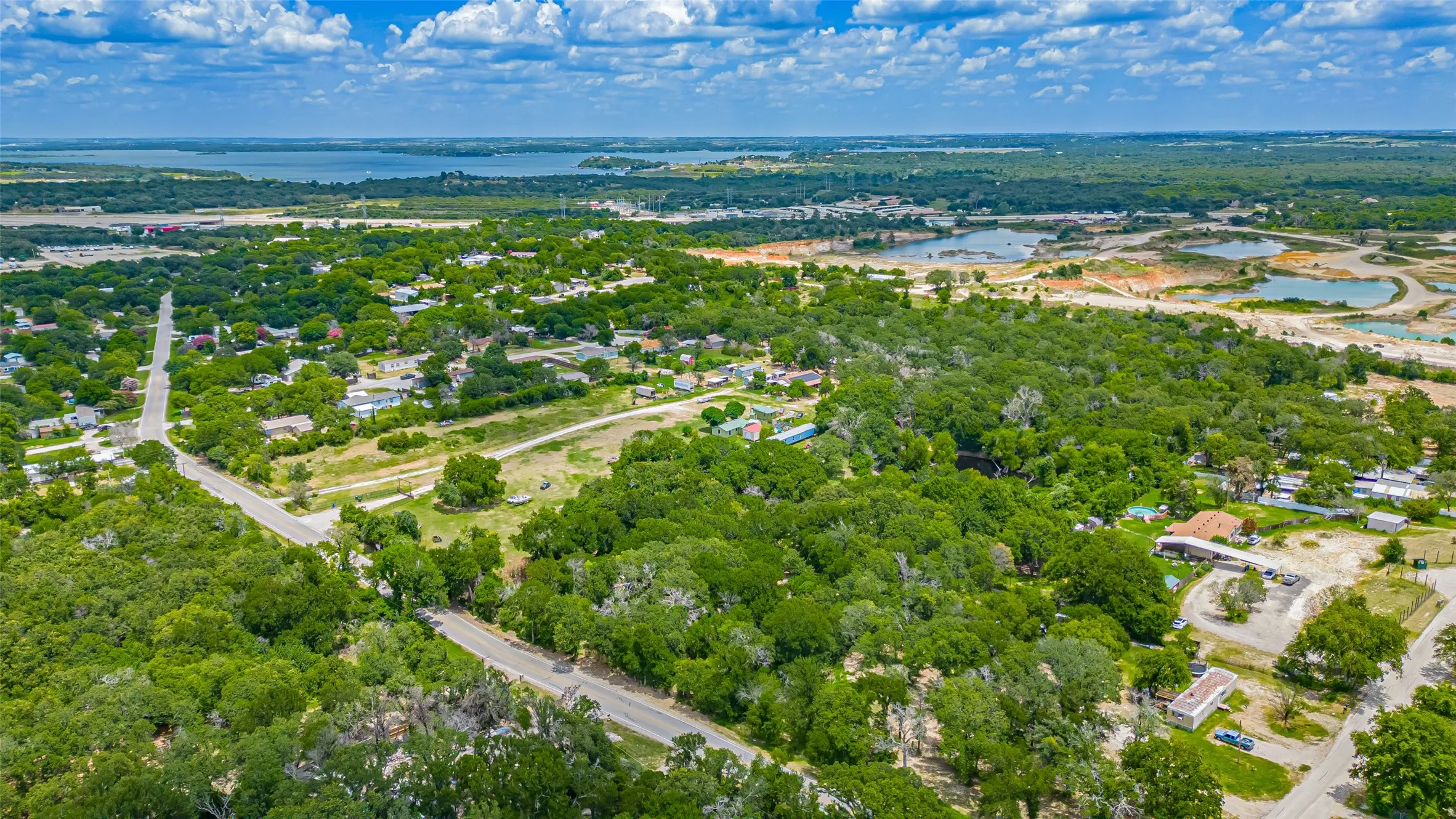 Drone / aerial view of a nearby body of water