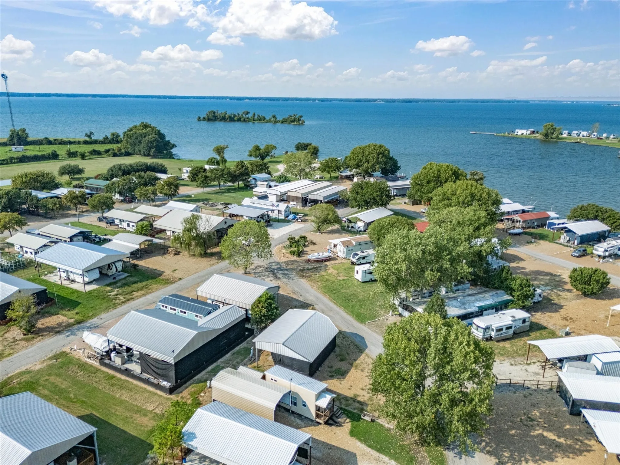 Aerial view of a large body of water