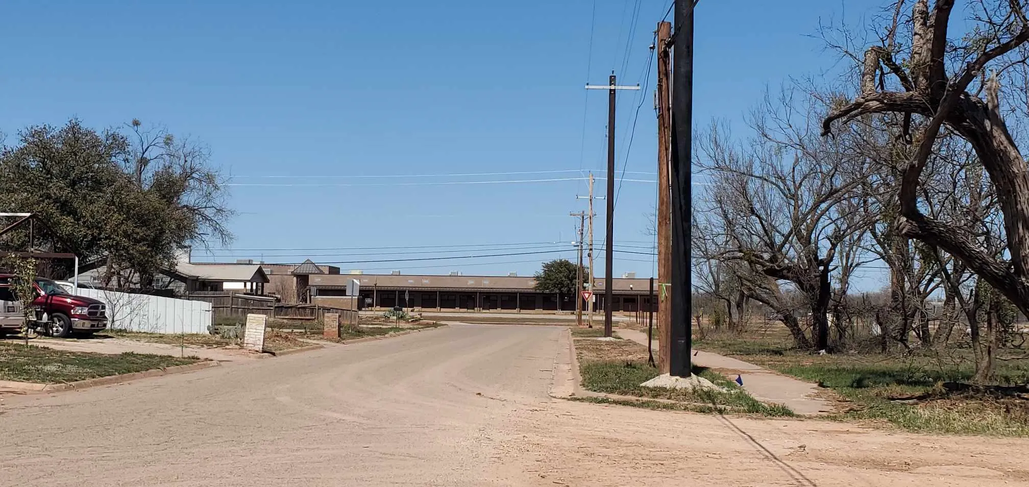 View of Ortiz Elementary from the lot