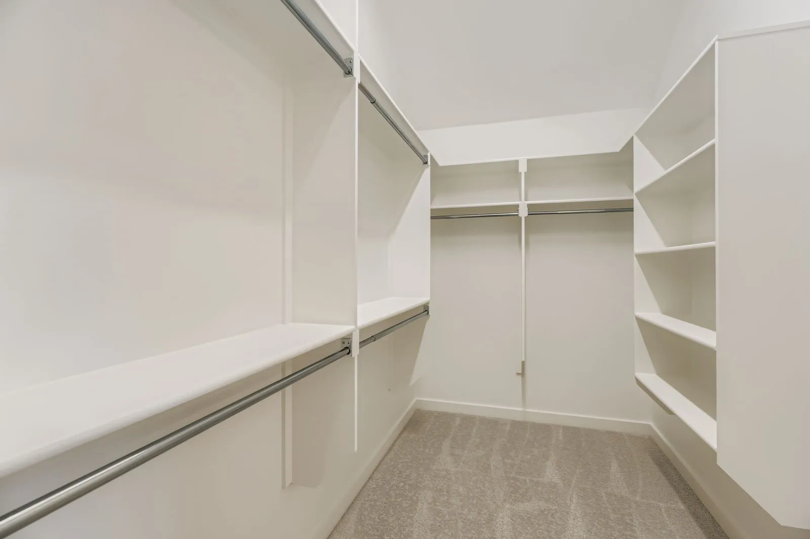 Spacious closet featuring light carpet