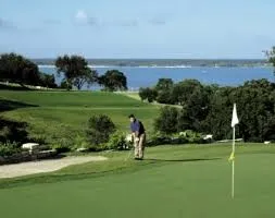 View of property's community featuring view of golf course, an area to practice putting, and a water view