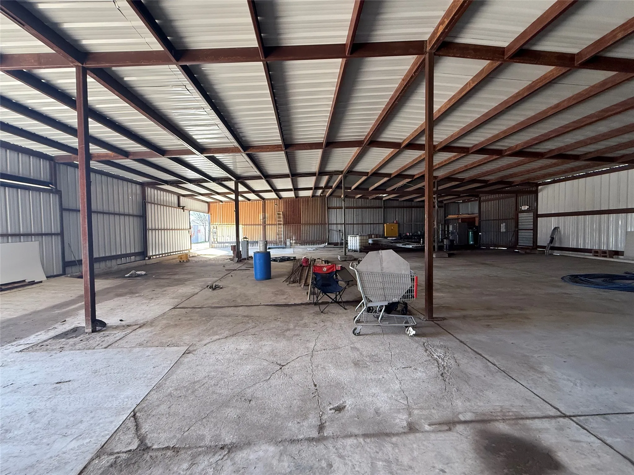 Garage with metal wall