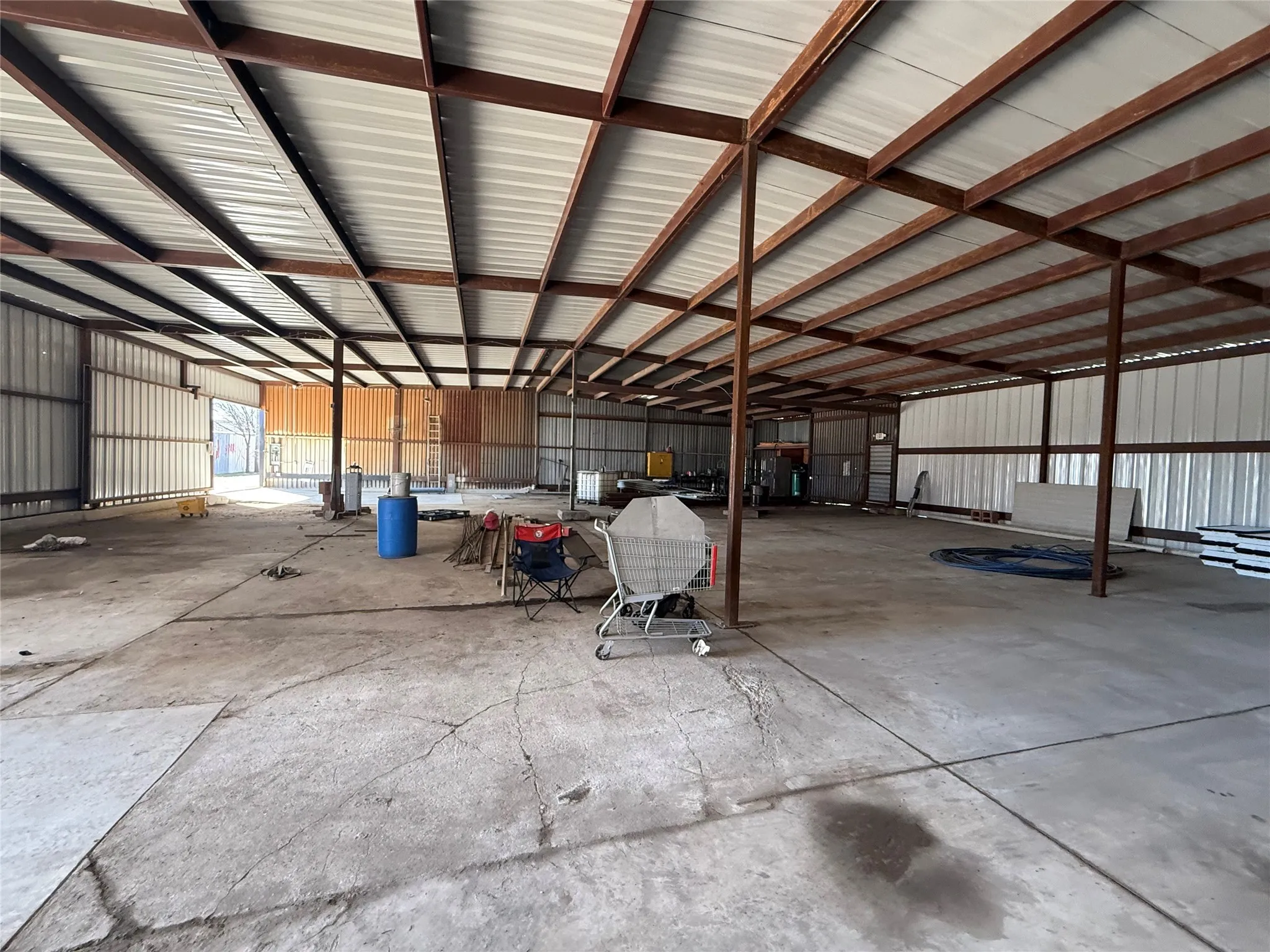 Garage with metal wall