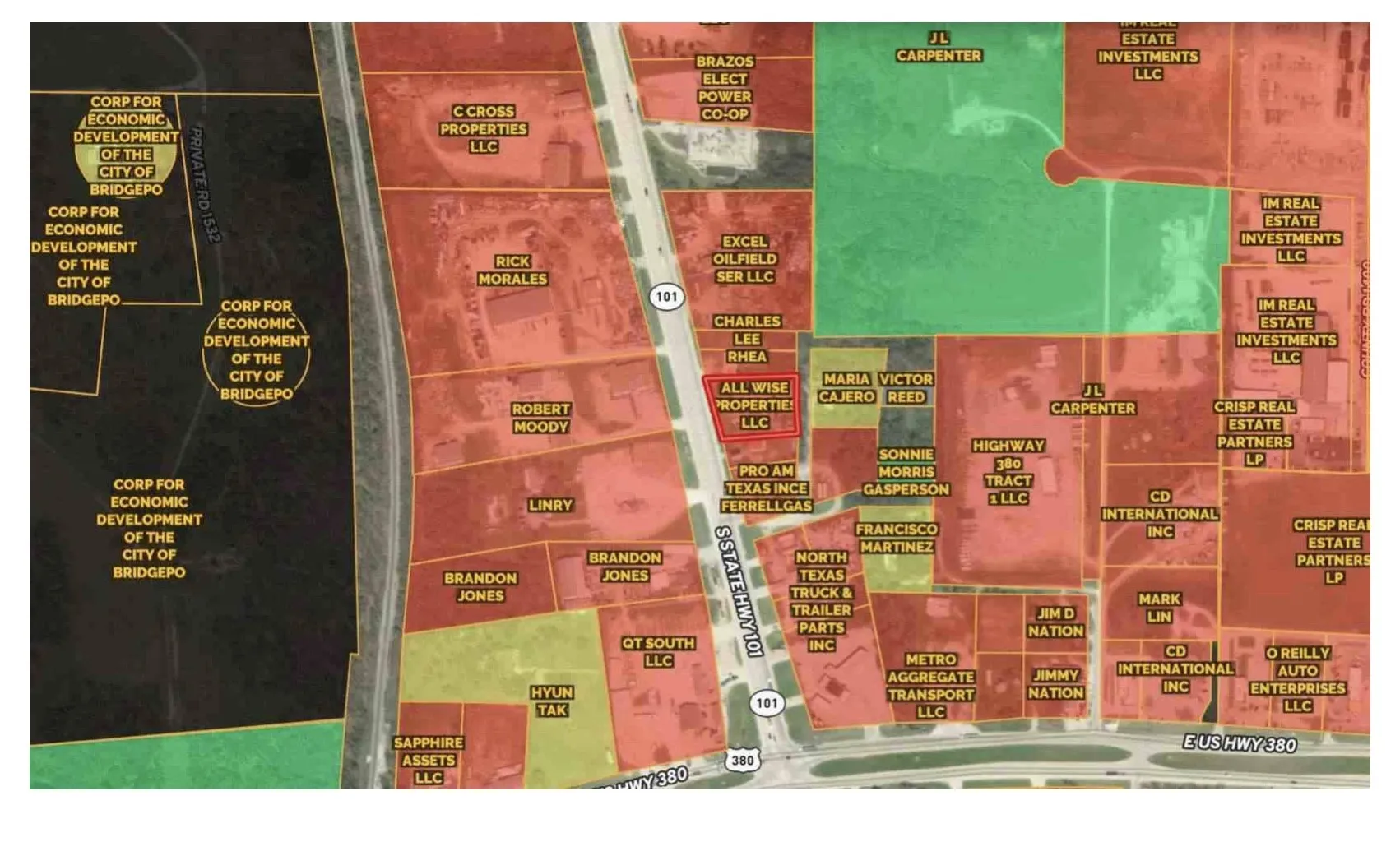 List of all current businesses located by this listed property