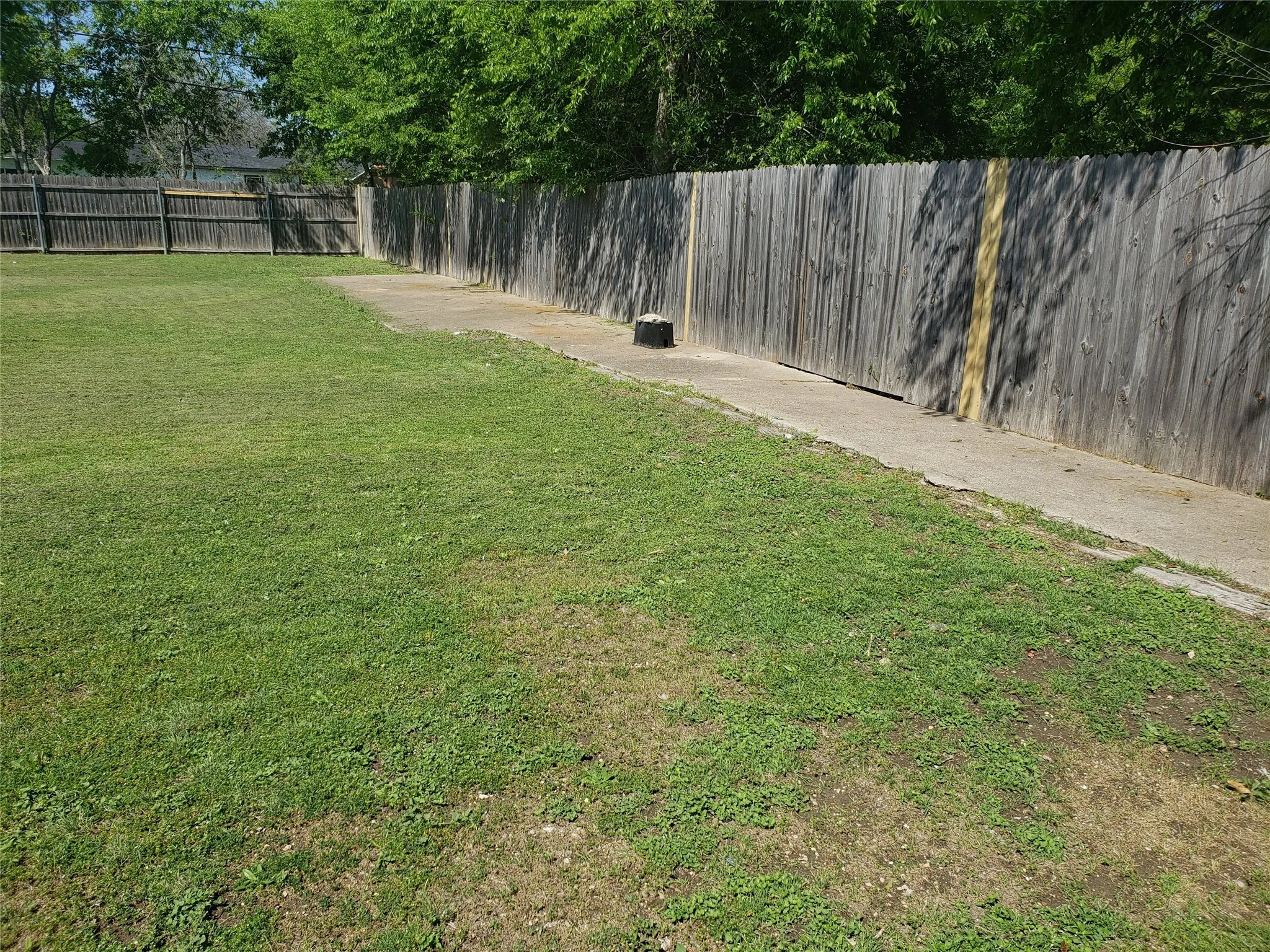 Backyard with Fencing with sidewalk