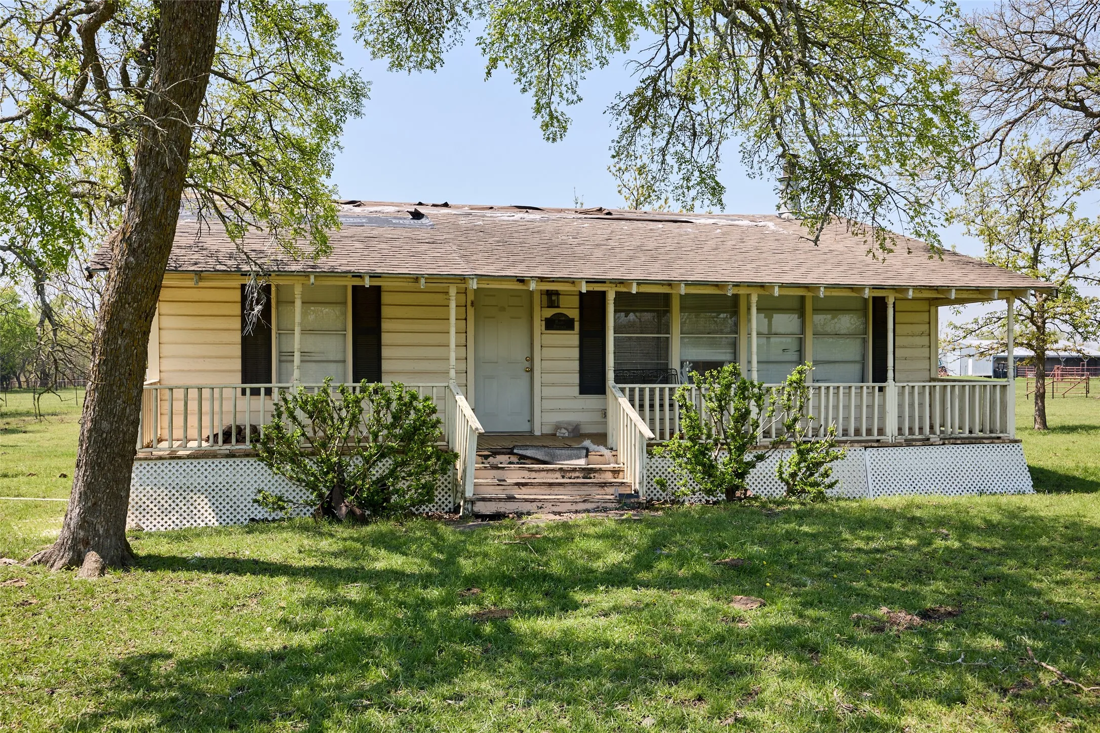 Old ranch house located with hill top view