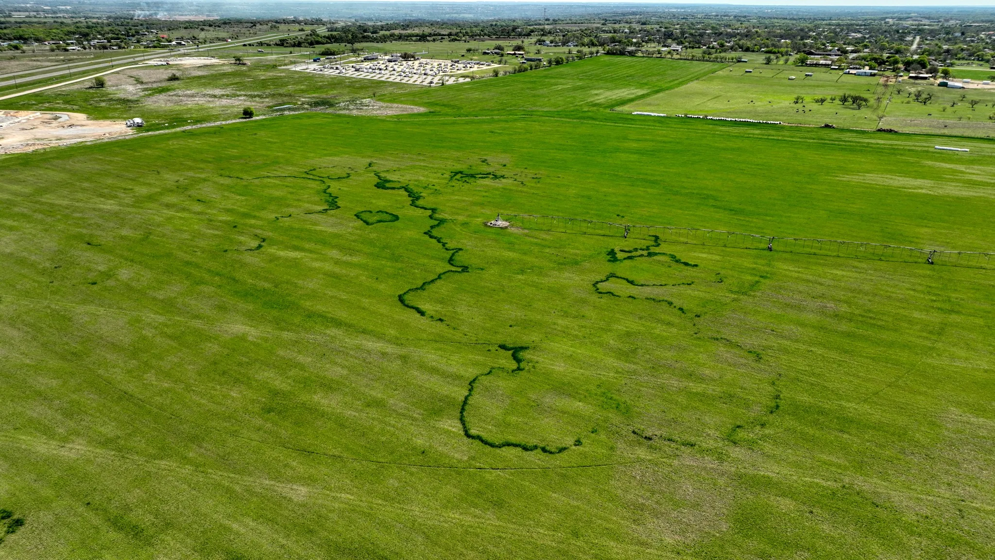 Aerial view with a rural view