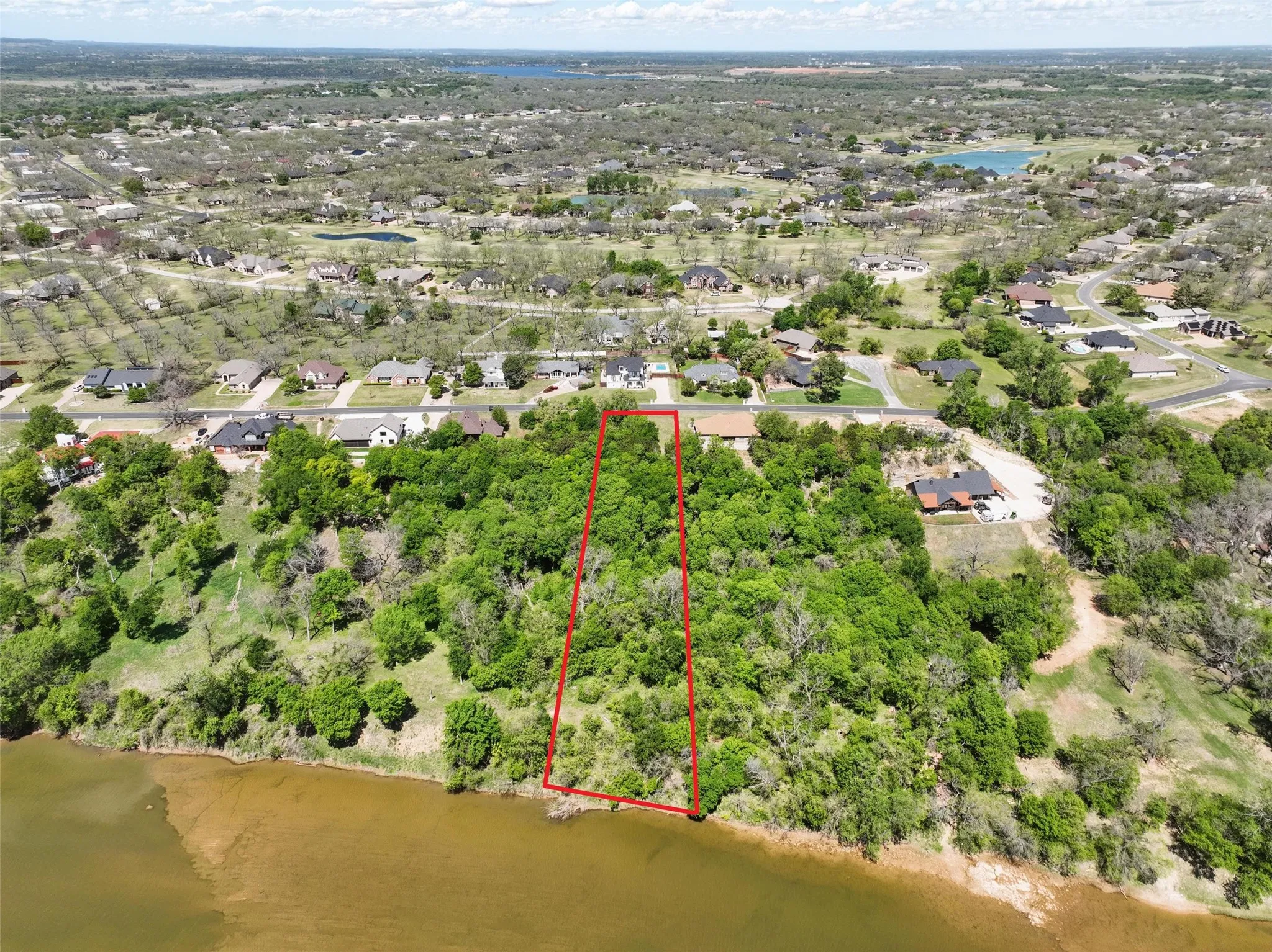 Expanded aerial view of Pecan Plantation and surrounding river corridor.