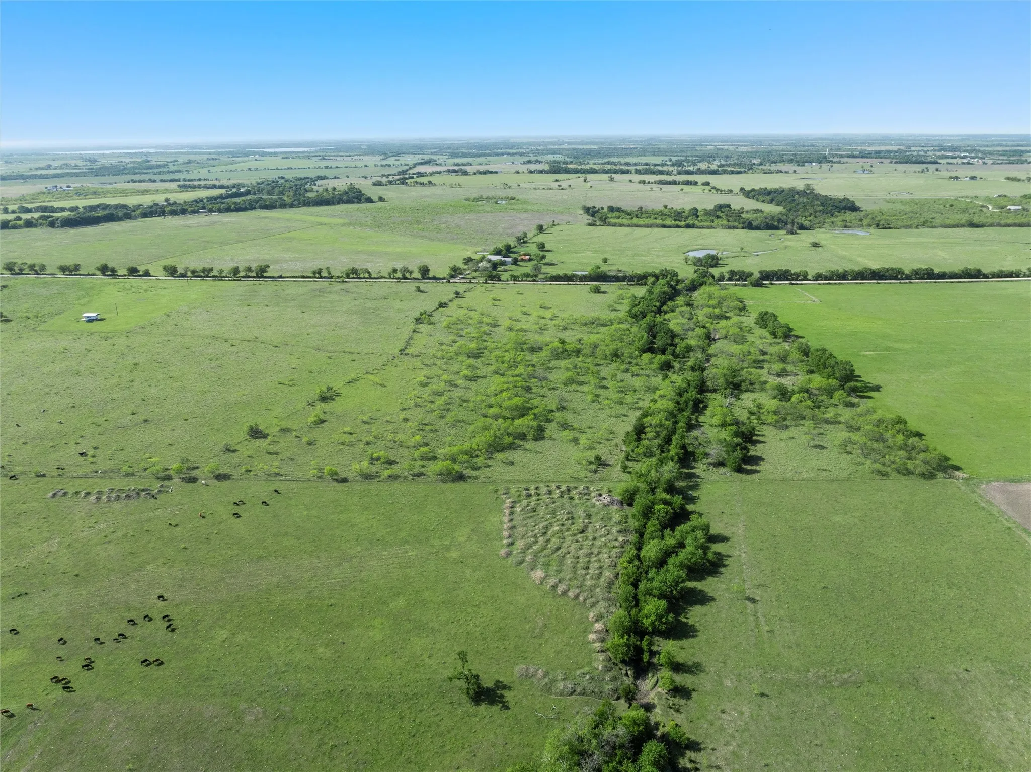Birds eye view of property with a rural view